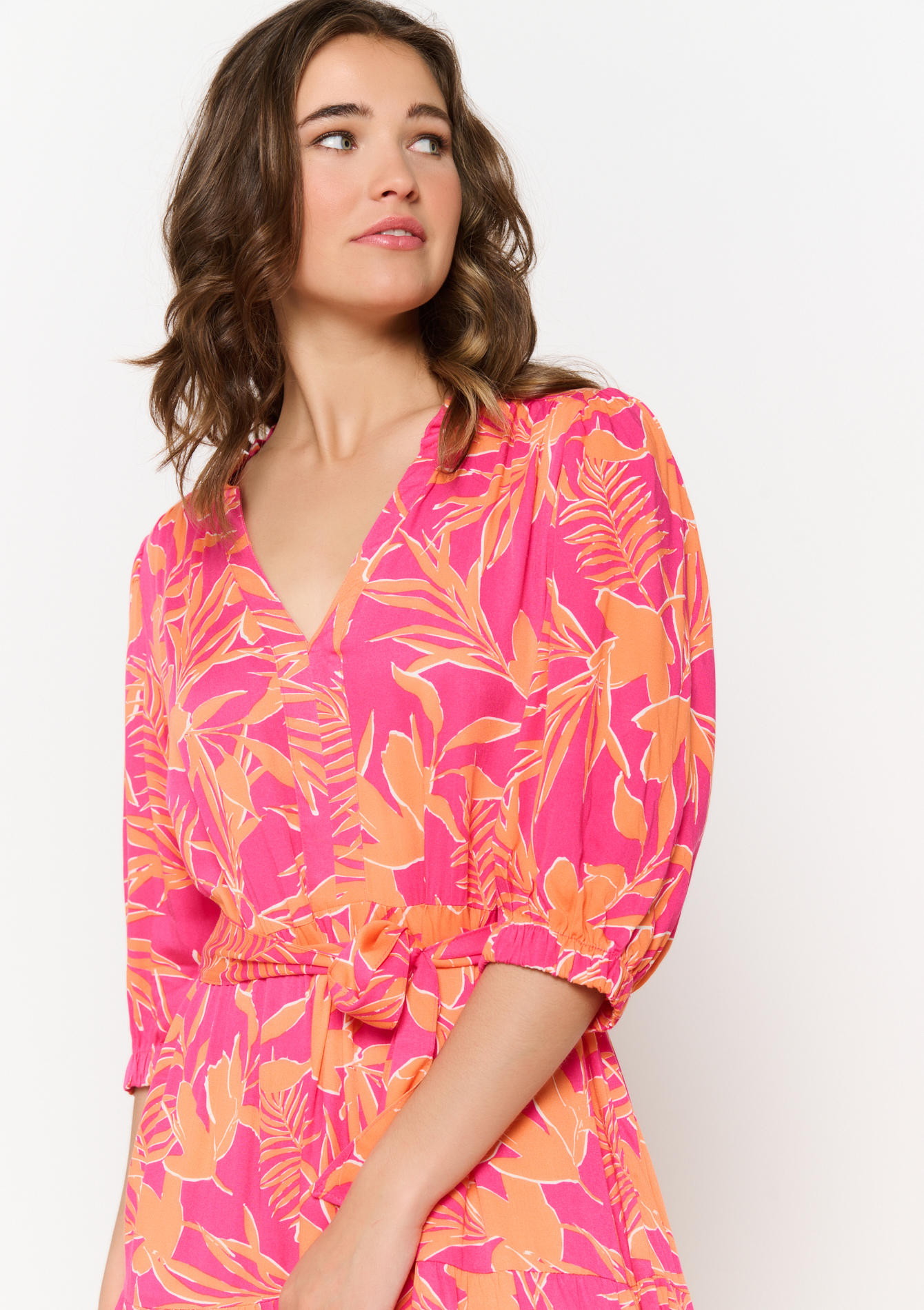 Robe longue à imprimé fleuri, undefined - FUCHSIA - undefined