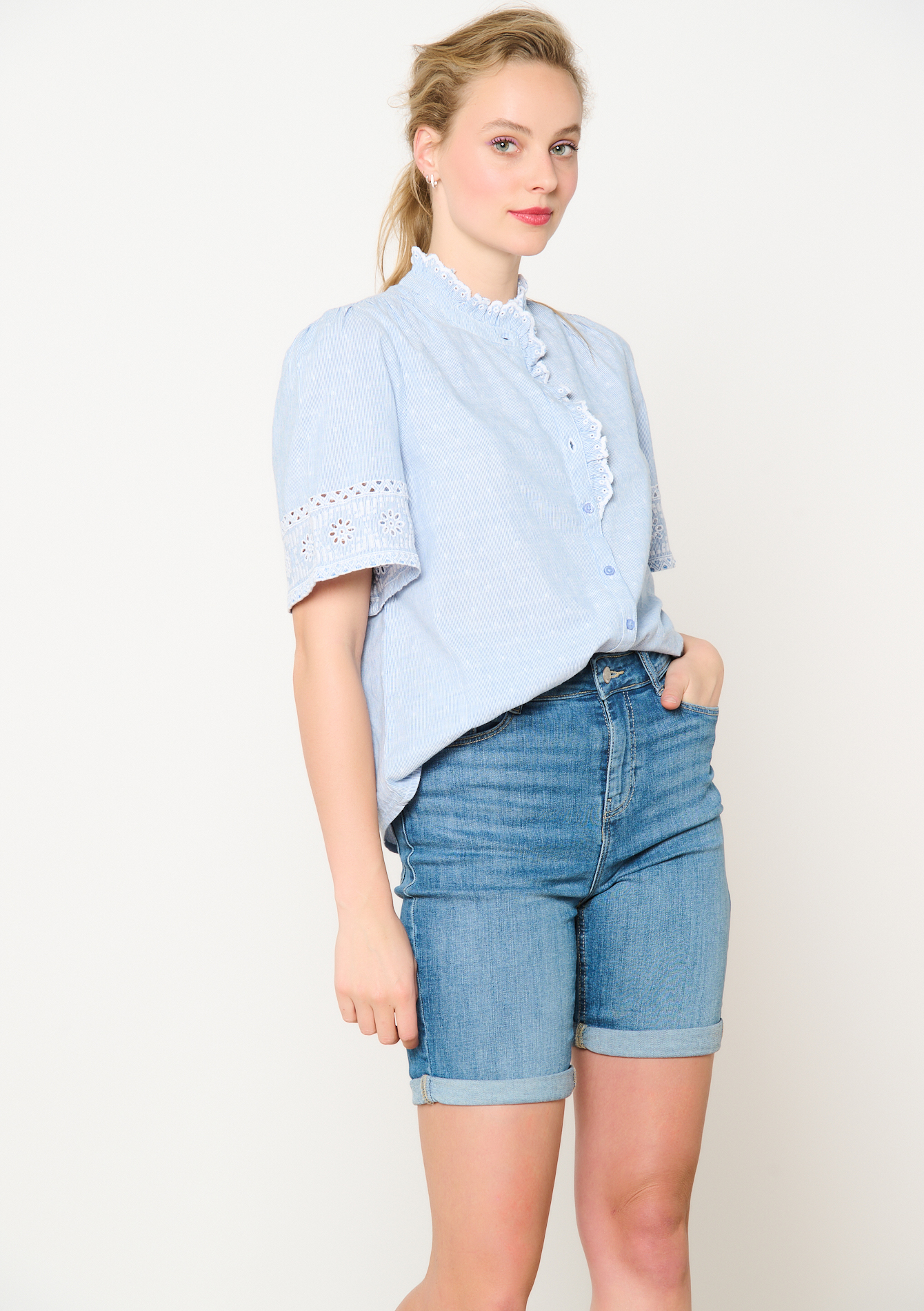 Short en jean, undefined - MEDIUM BLUE - undefined