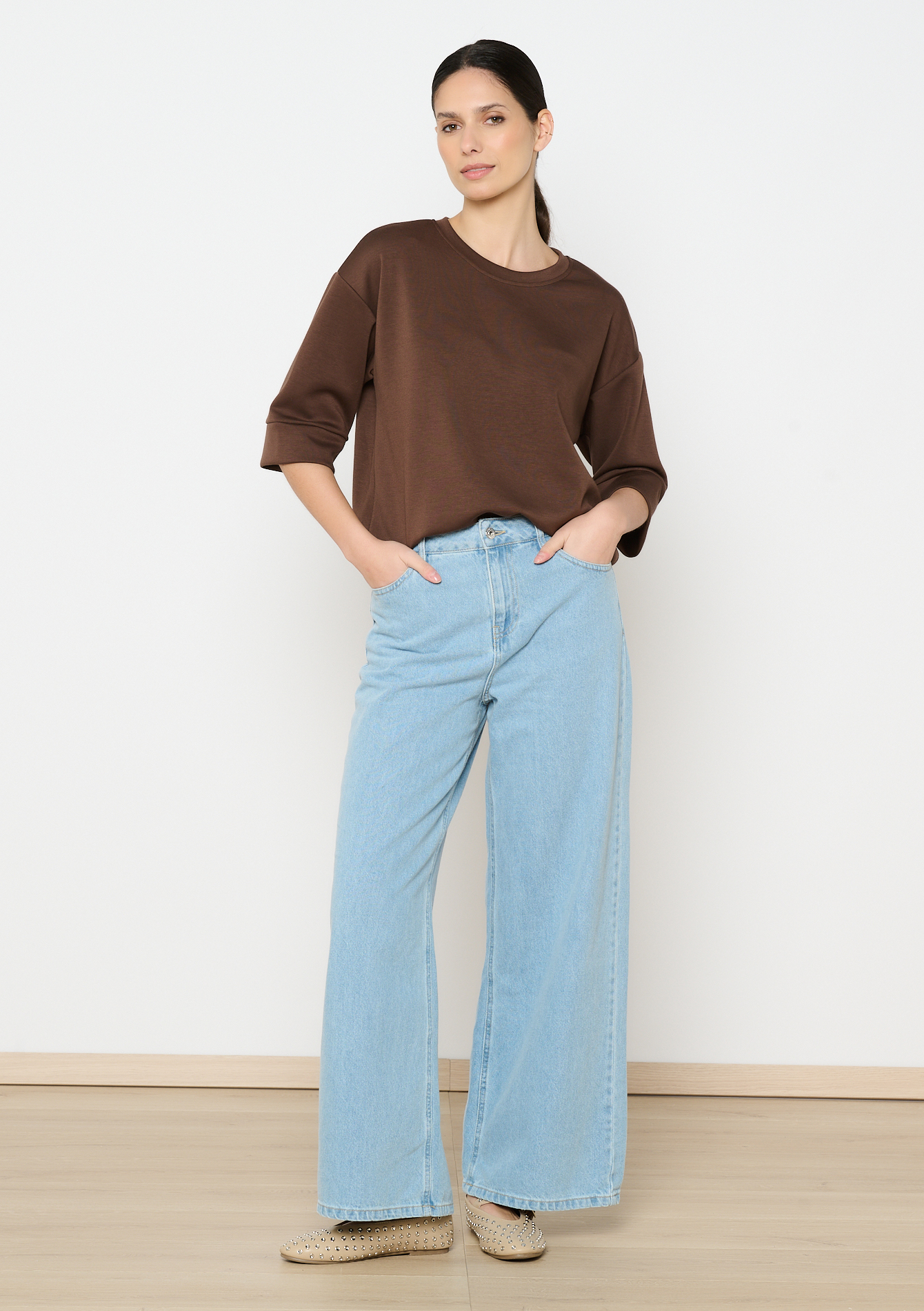 Sweat à manches mi-longues, undefined - CHOCOLATE - undefined