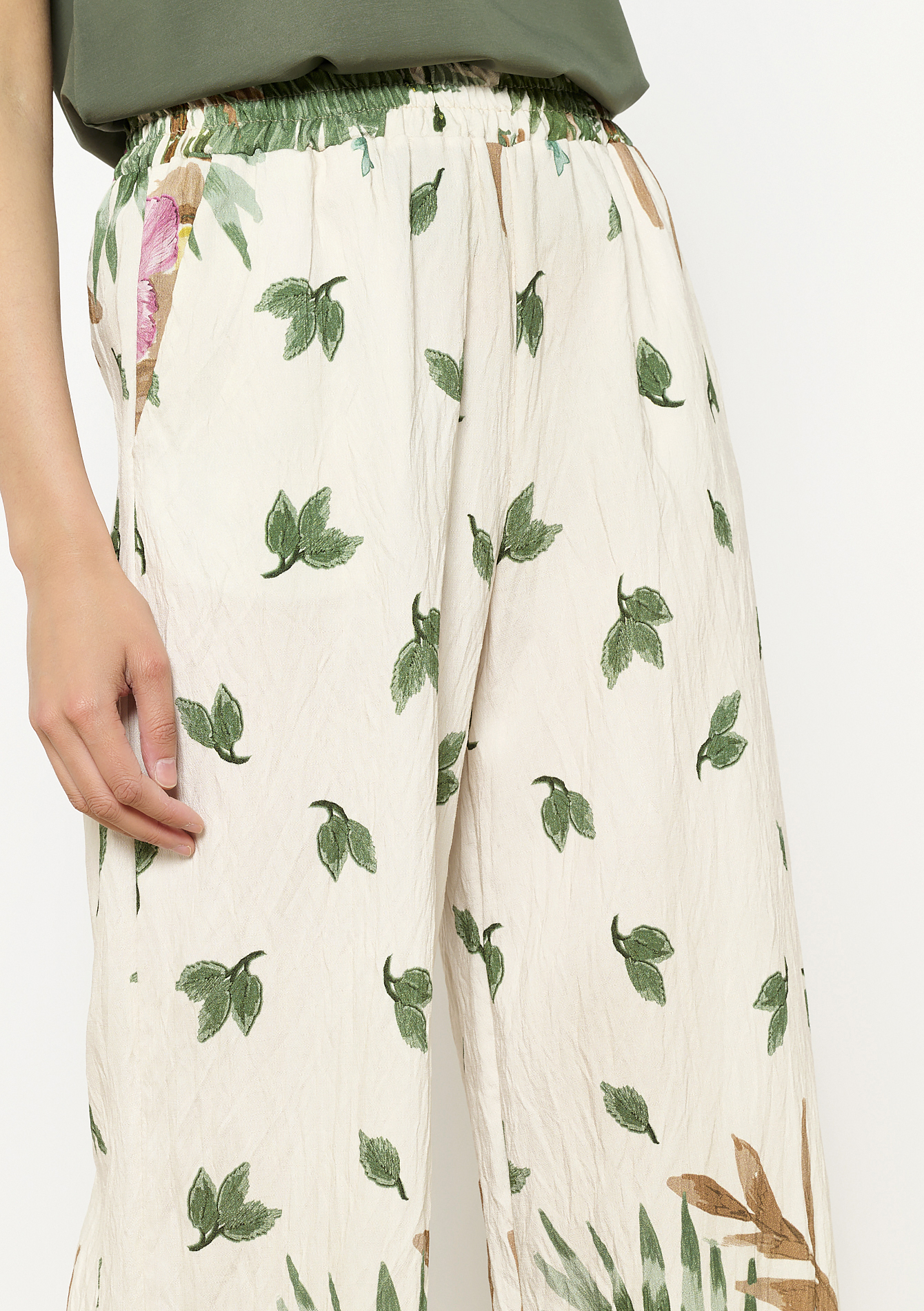 Printed fluid trousers, undefined - VANILLA WHITE - undefined