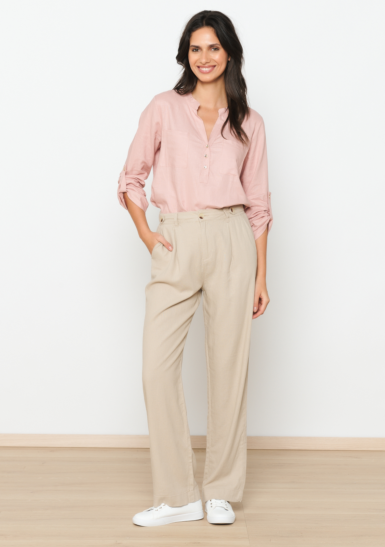 Pantalon de tailleur en lin, undefined - LIGHT TAUPE - undefined