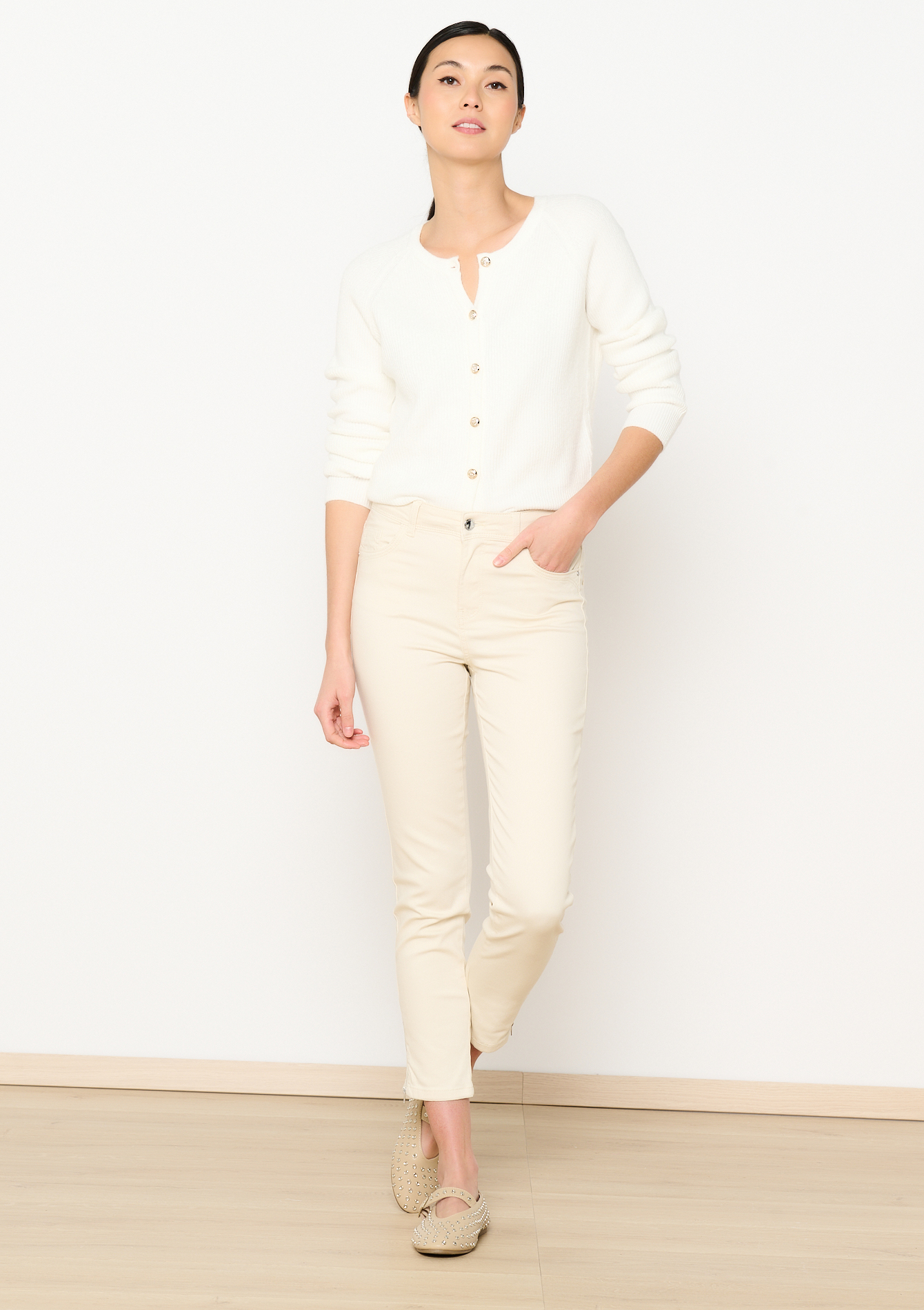 Pantalon slim avec fermeture éclair, undefined - LT BEIGE - undefined