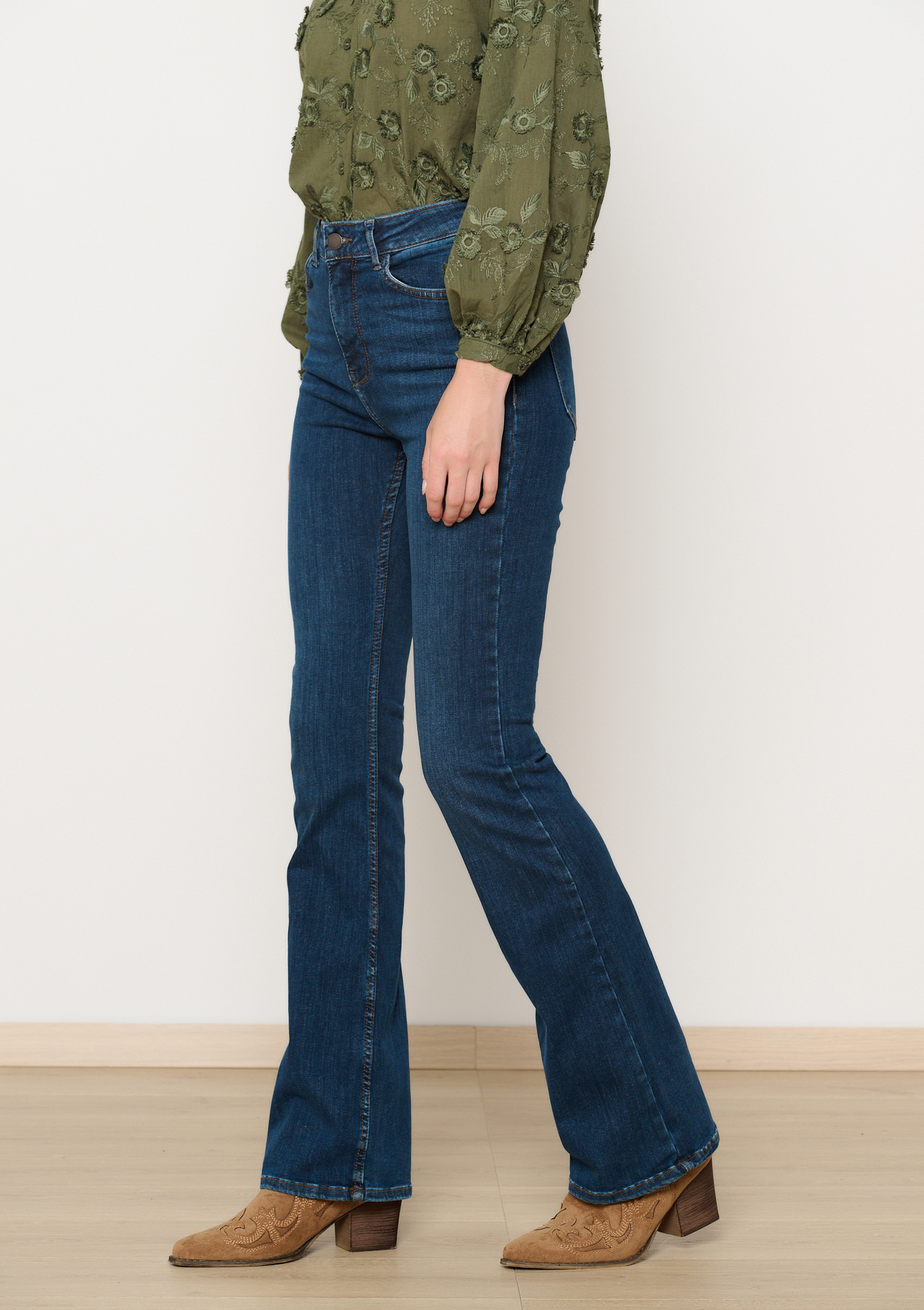 Bootcut jeans with high waist, undefined - DARK BLUE - undefined