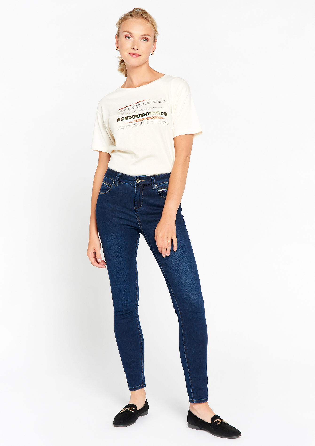 Slim fit jeans with push-up effect, undefined - DARK BLUE - undefined