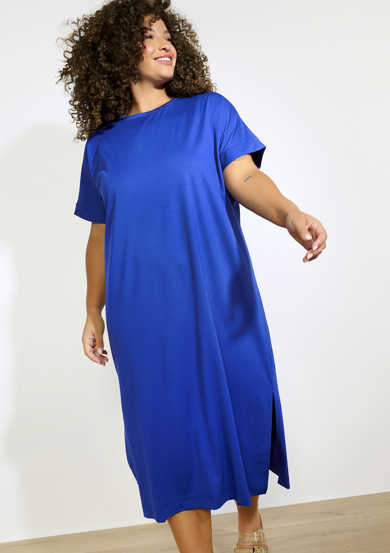 Solid midi dress, undefined - ELECTRIC BLUE - undefined