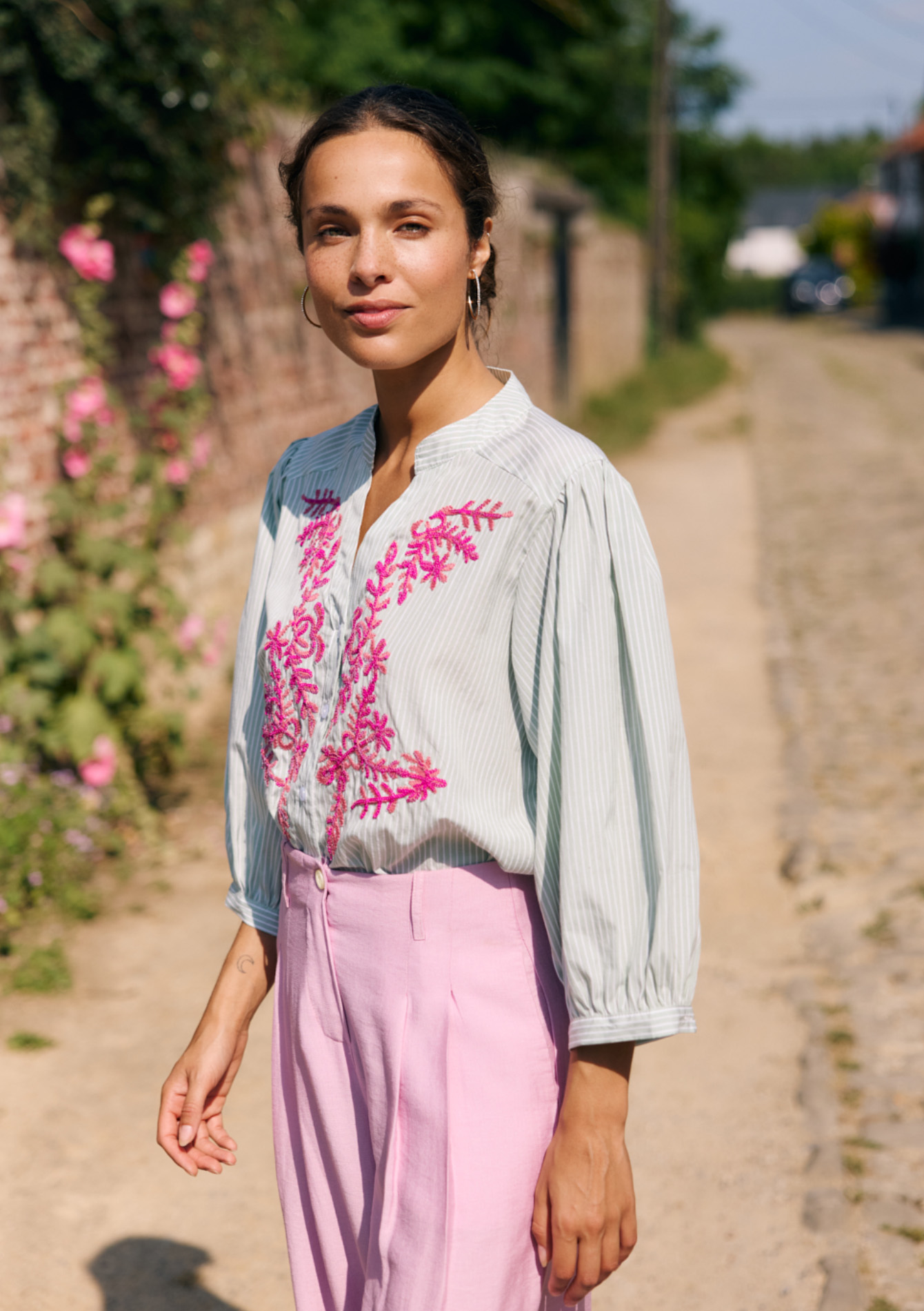 Embroidered shirt, undefined - MINT GREEN - undefined
