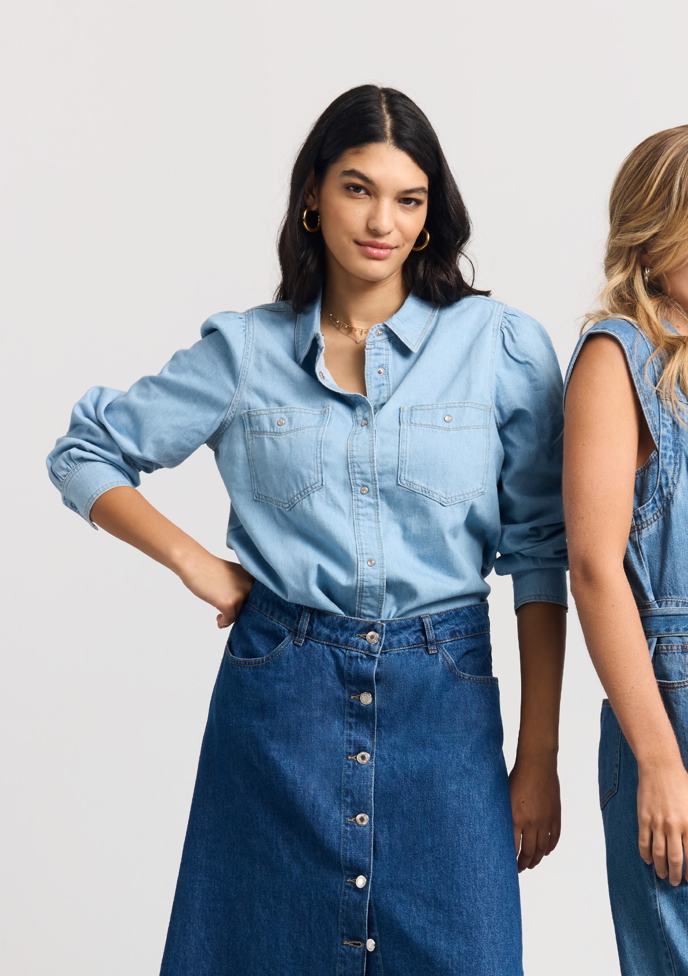 Chemise en denim, undefined - BLUE BLEACHED - undefined