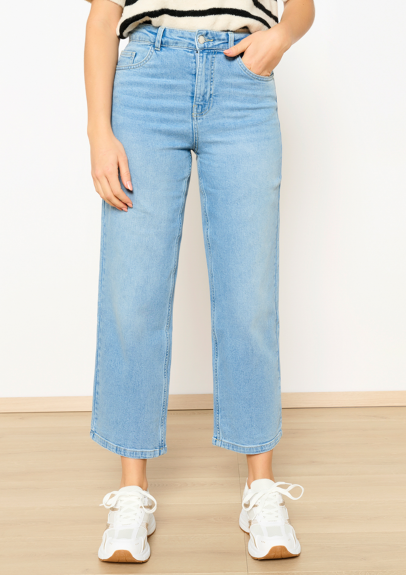 Jean évasé taille haute, undefined - BLUE BLEACHED - undefined