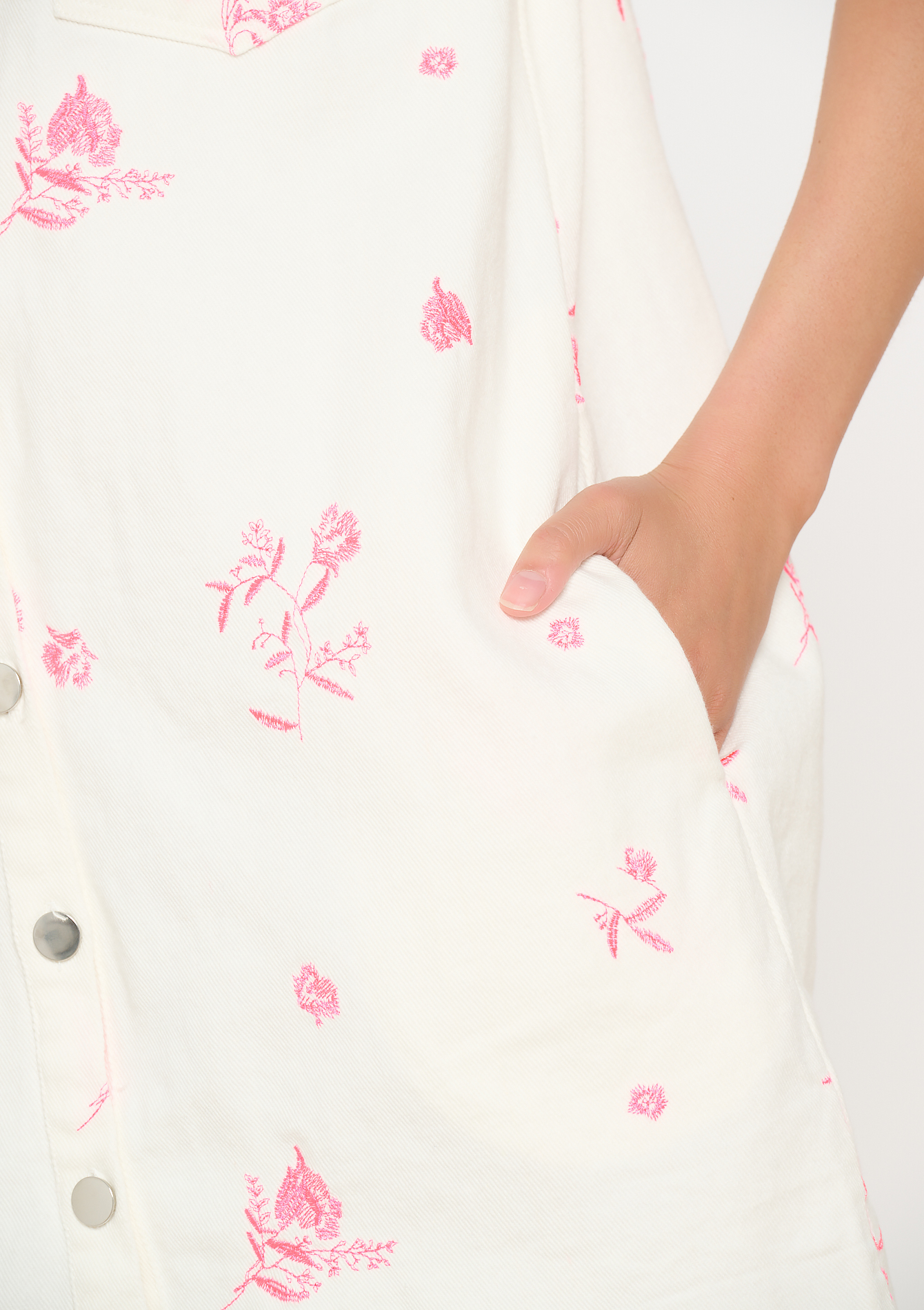 Embroidered shirt dress, undefined - OPTICAL WHITE - undefined