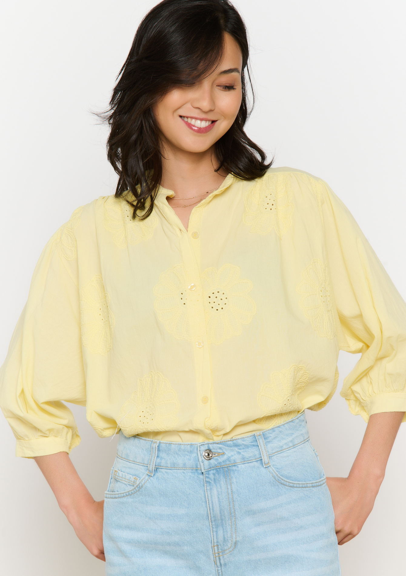 Chemise ample brodée, undefined - YELLOW PASTEL - undefined