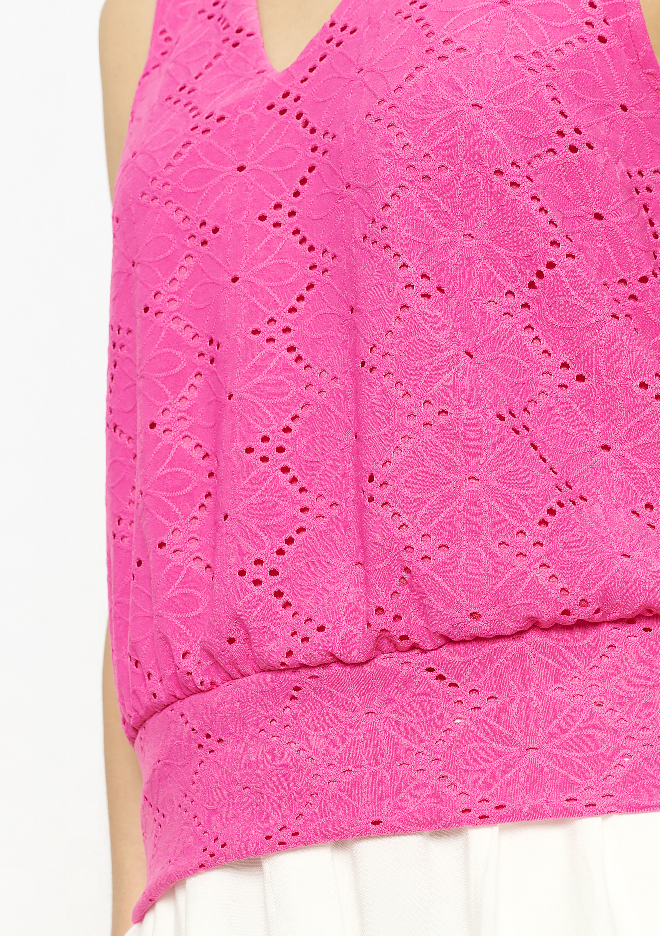Débardeur en broderie anglaise, undefined - FUCHSIA - undefined