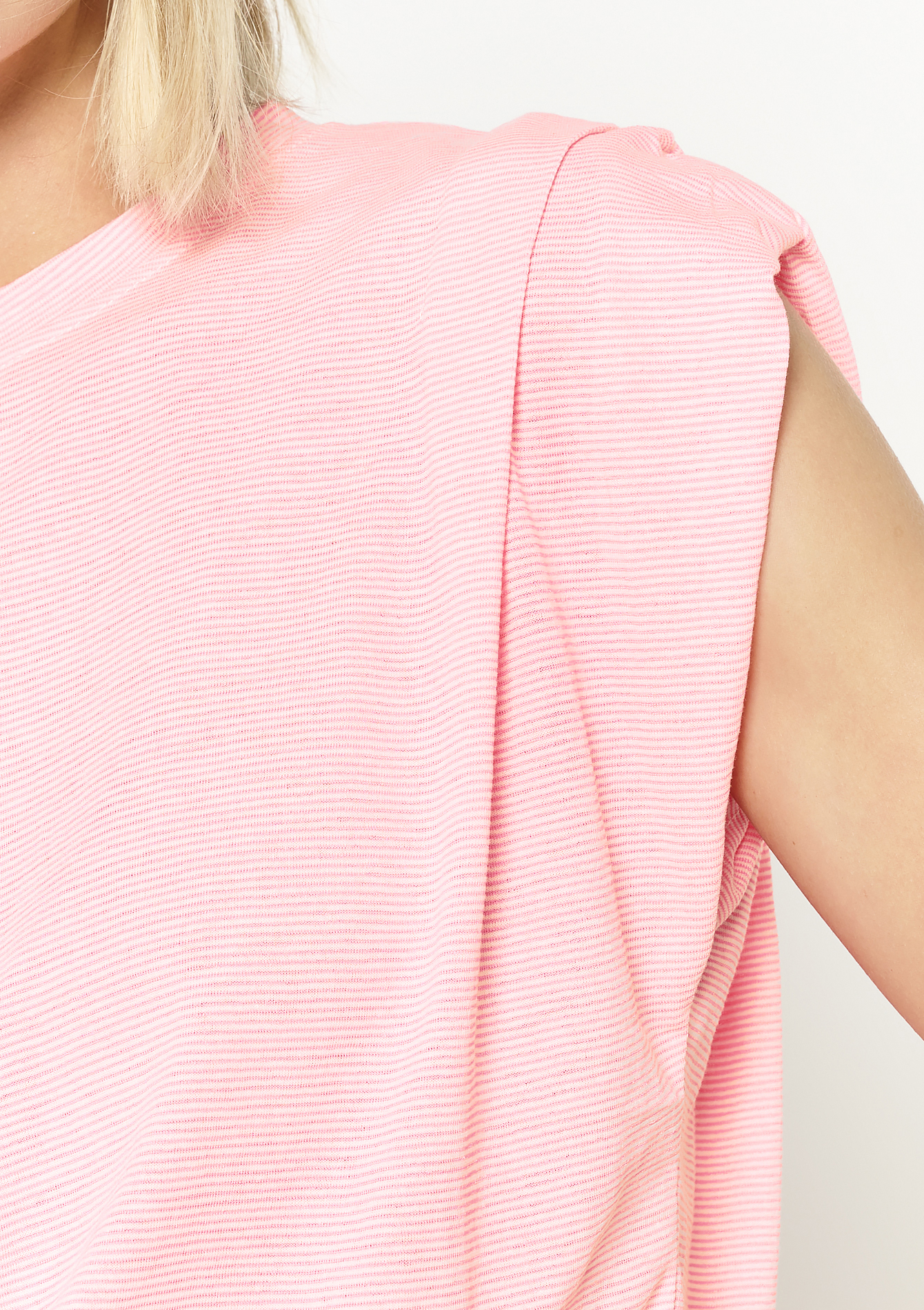 Pleated top with fine stripes, undefined - FLUO PINK - undefined