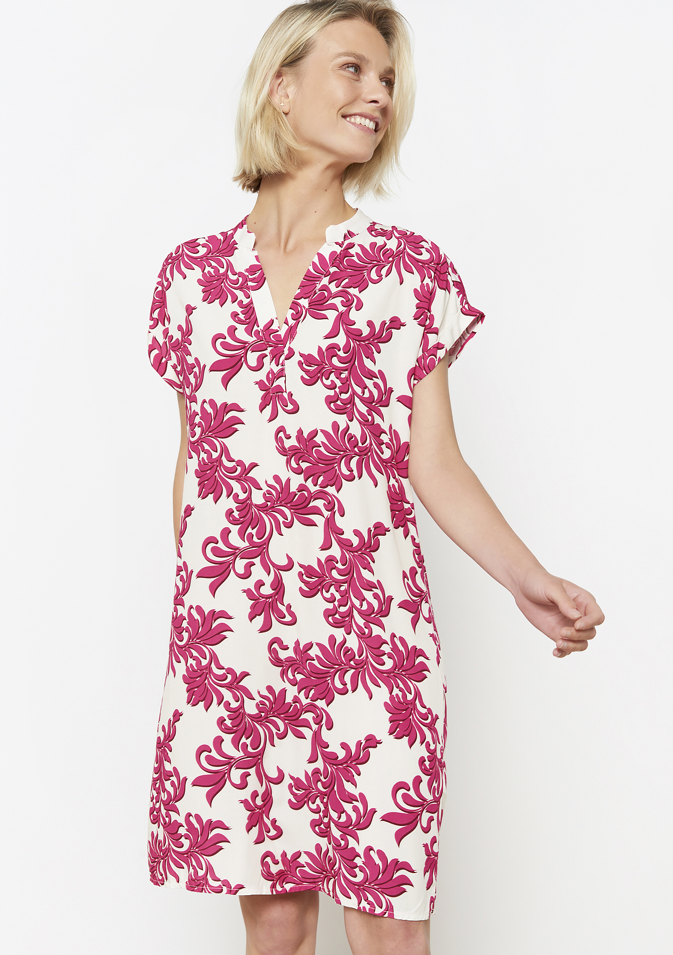 Robe courte imprimée fluide, undefined - VIOLINE - undefined