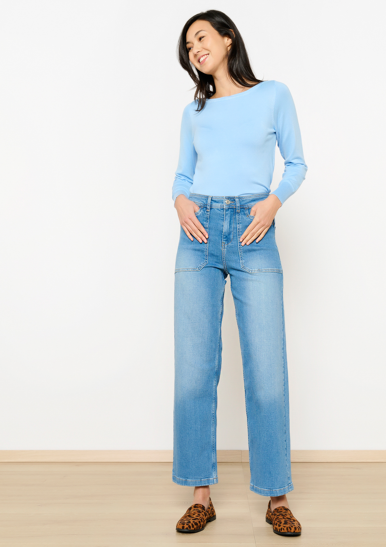 High waist wide leg jeans, undefined - MEDIUM BLUE - undefined