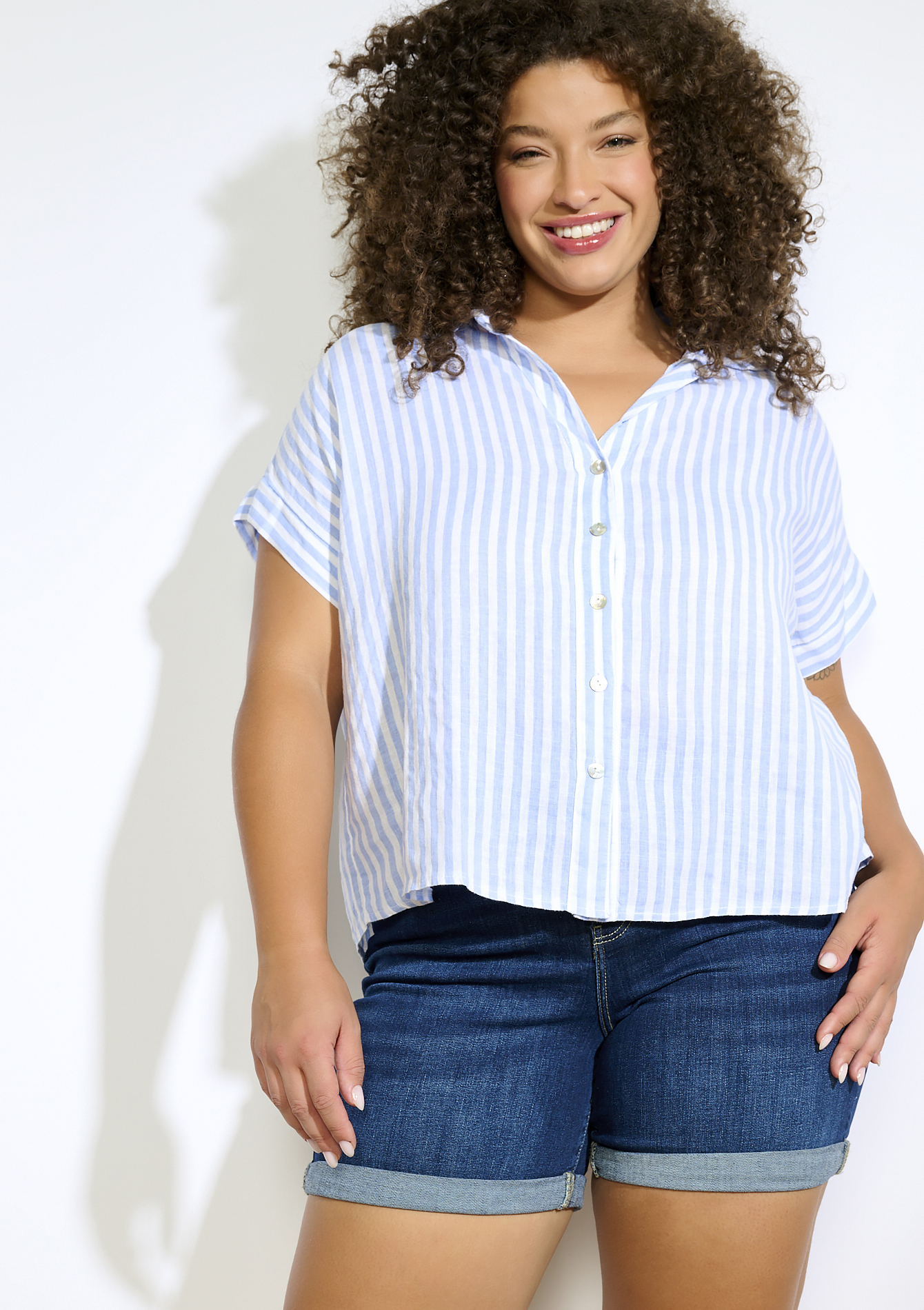 Chemise rayée légère, undefined - BLUE PASTEL - undefined
