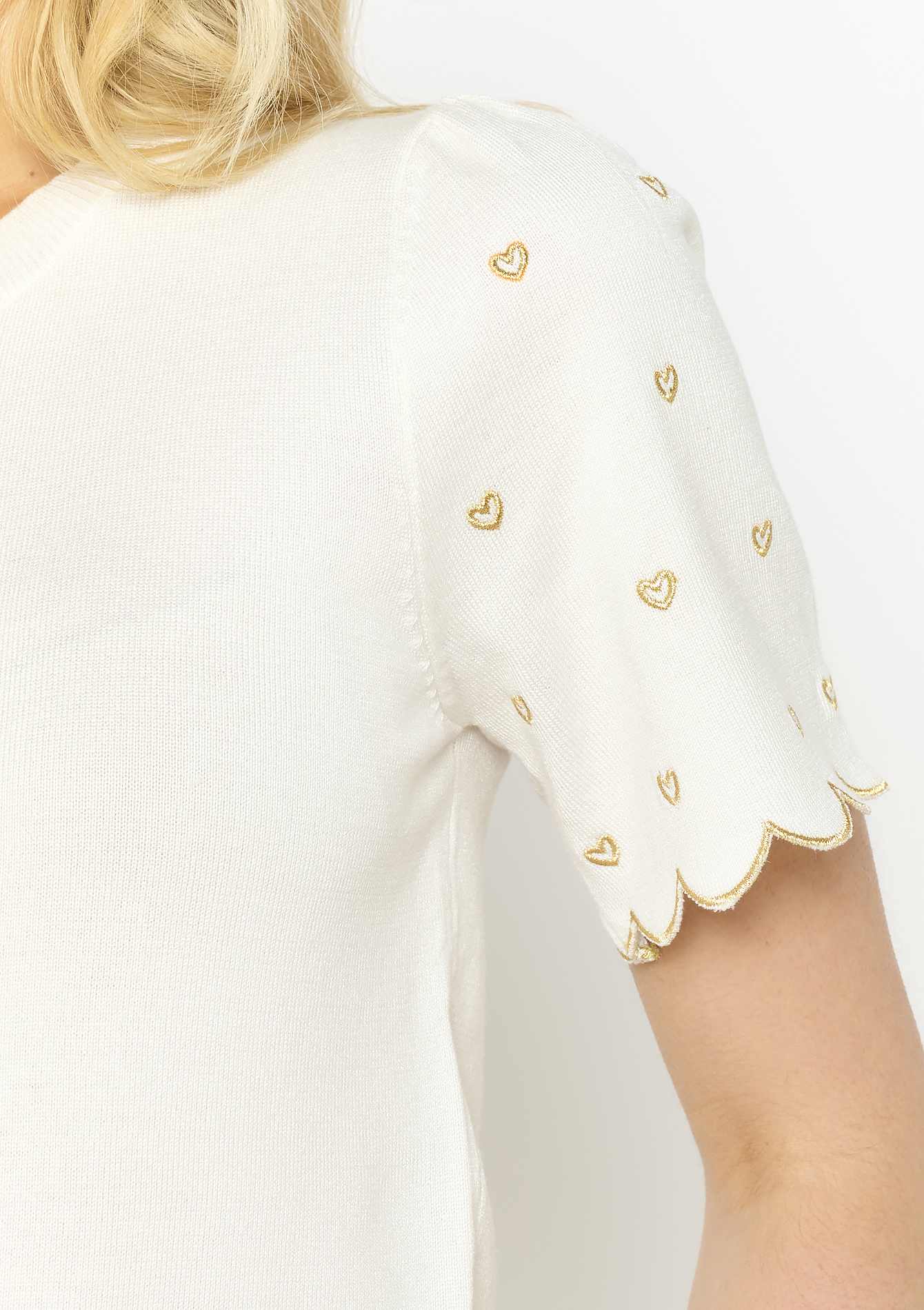 Pull brodé coeurs, undefined - OPTICAL WHITE - undefined