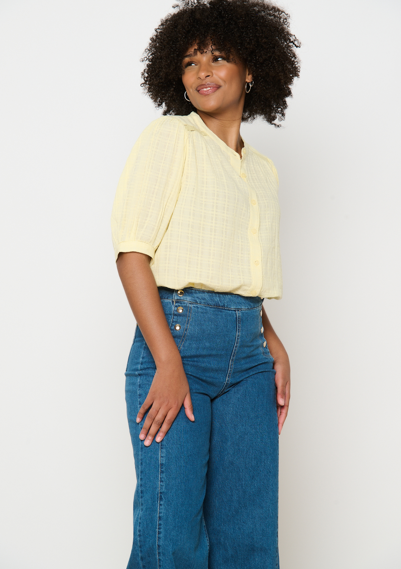 Chemise à manches bouffantes, undefined - YELLOW PASTEL - undefined