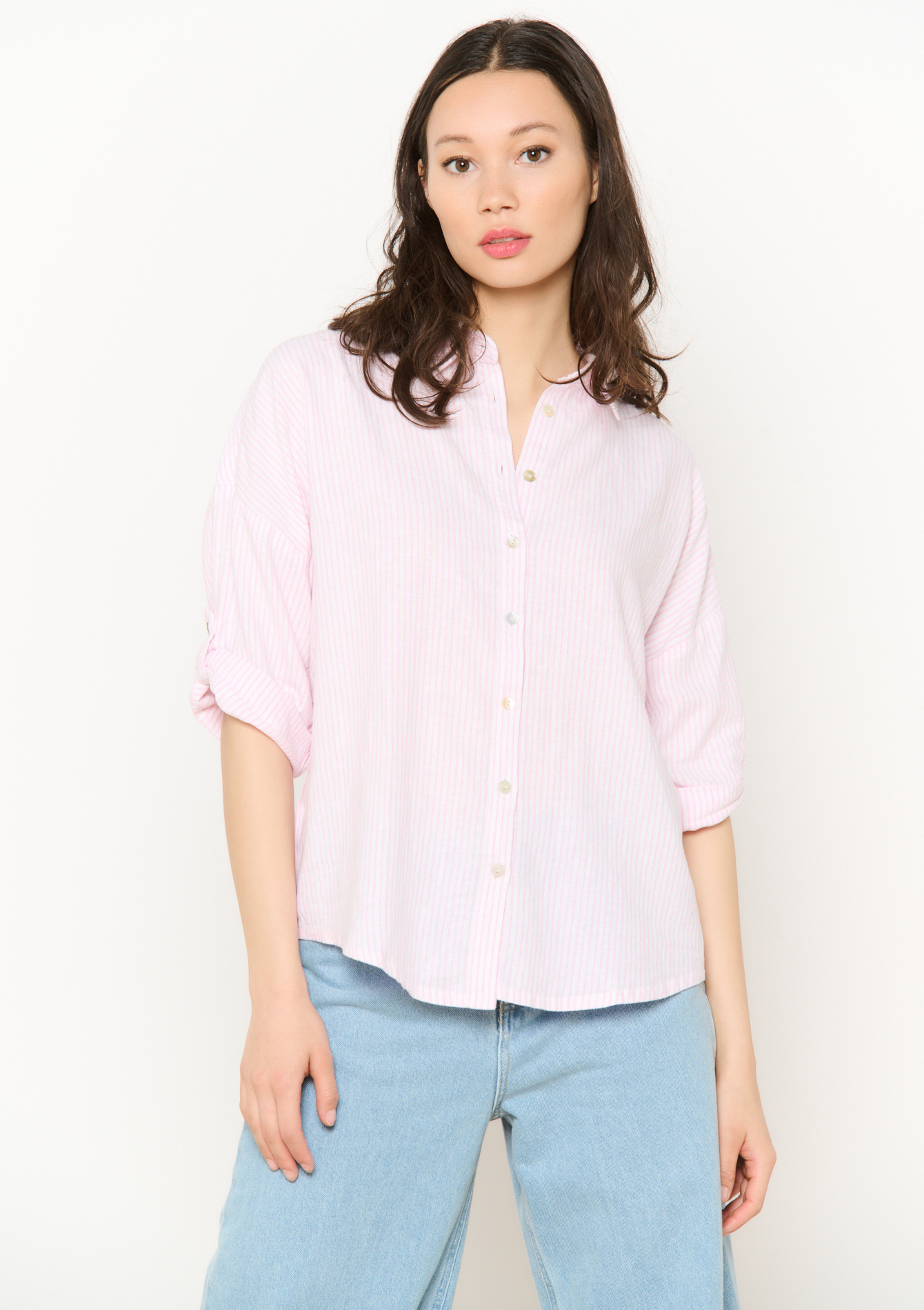 Chemise ample rayée, undefined - LIGHT PINK - undefined