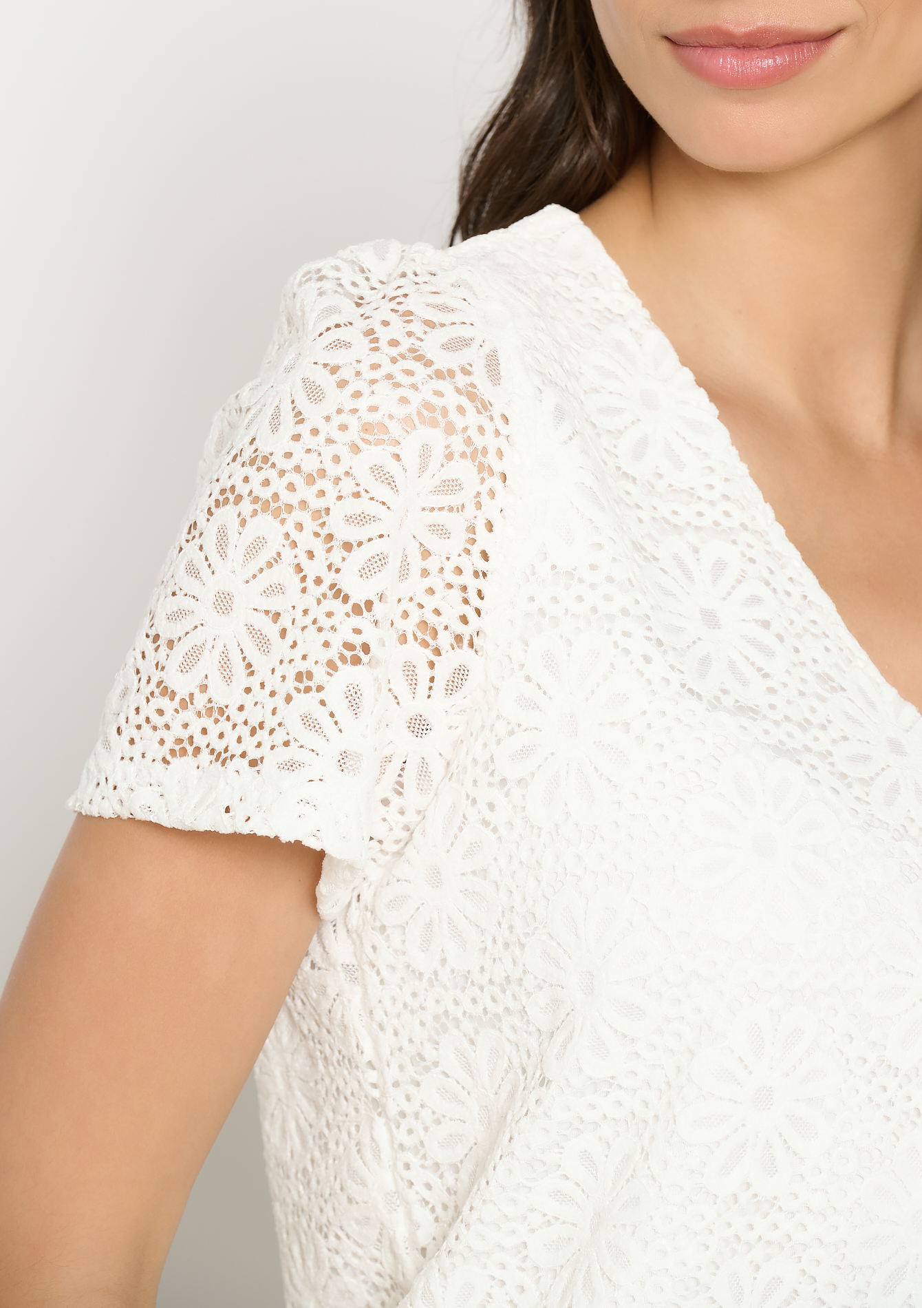 Top en dentelle, undefined - OPTICAL WHITE - undefined