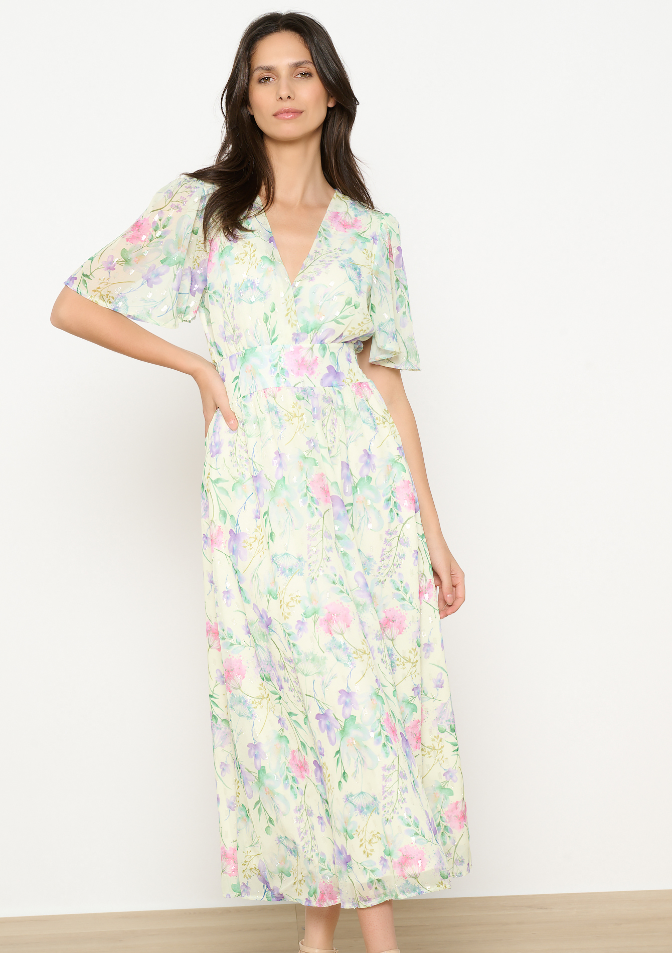 Robe longue à fleurs, undefined - YELLOW PASTEL - undefined