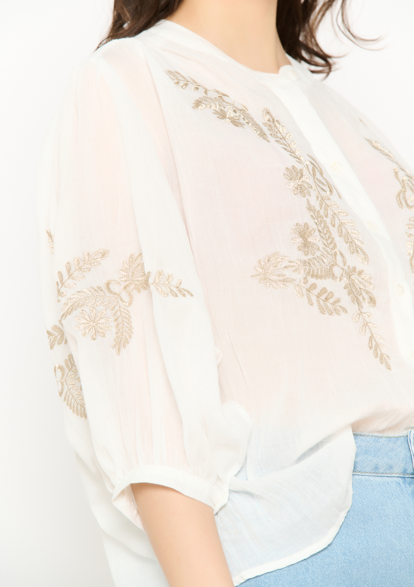 Geborduurde voileblouse, undefined - OFFWHITE - undefined