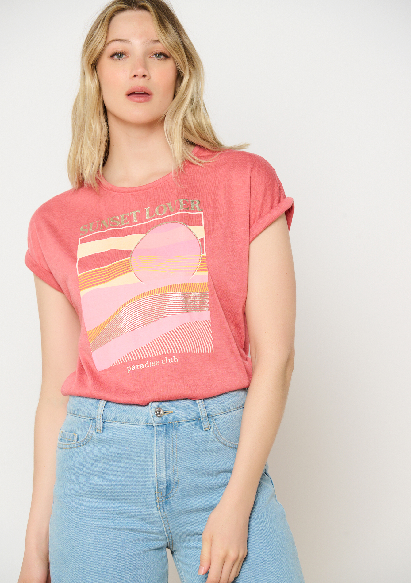 Tropisch geprint T-shirt, undefined - COSMETIC PINK - undefined
