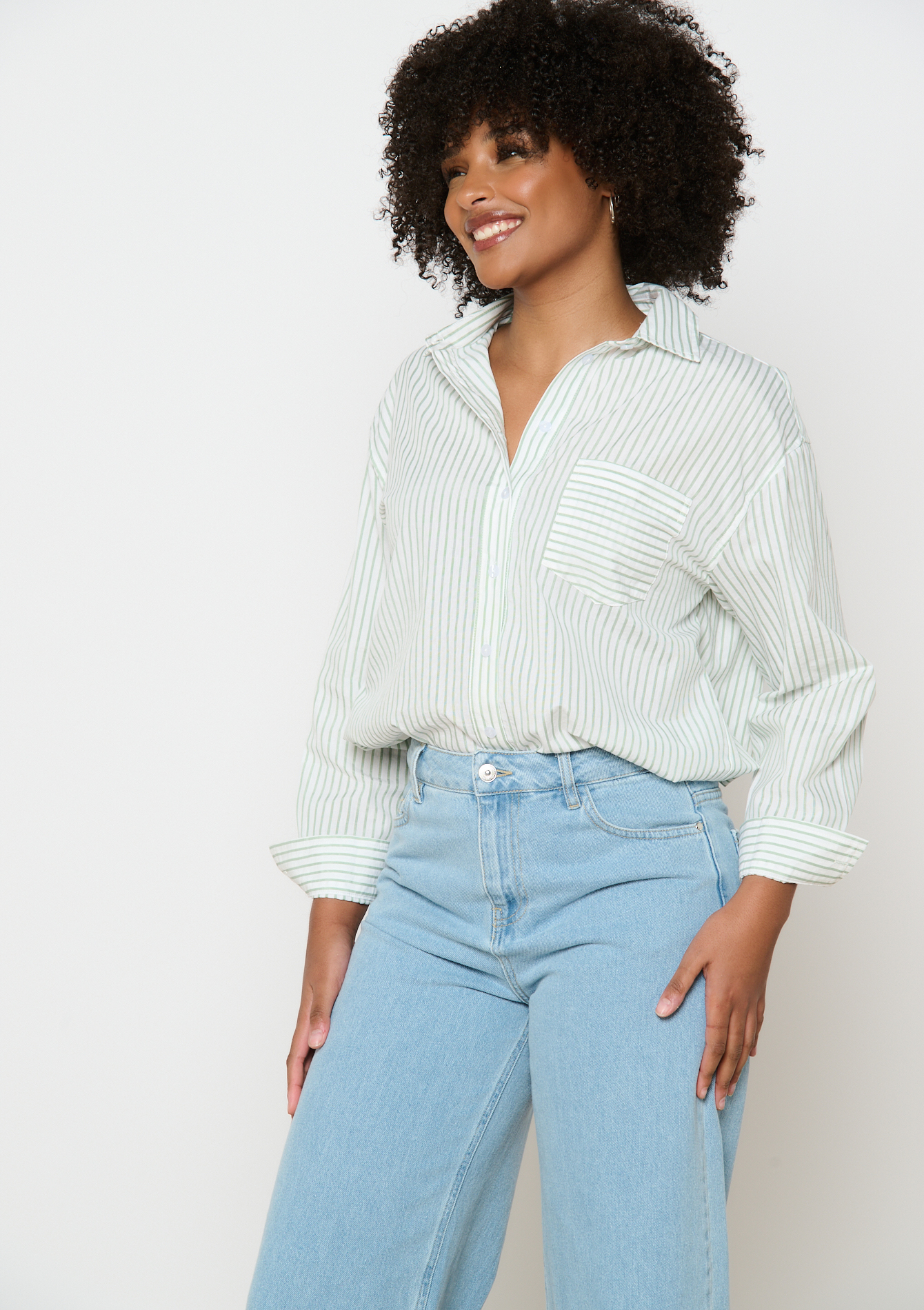 Chemise à rayures, undefined - OPTICAL WHITE - undefined