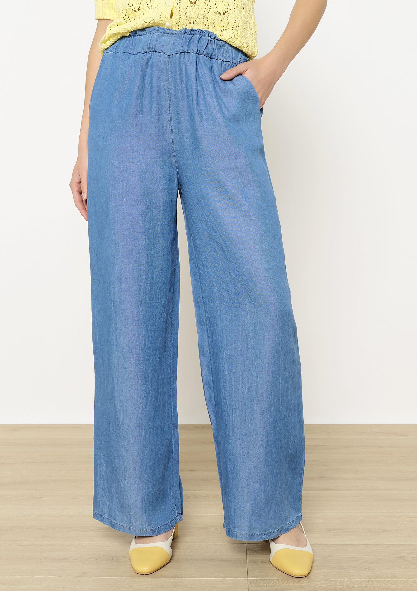 Tencel flowy pants, undefined - MEDIUM BLUE - undefined