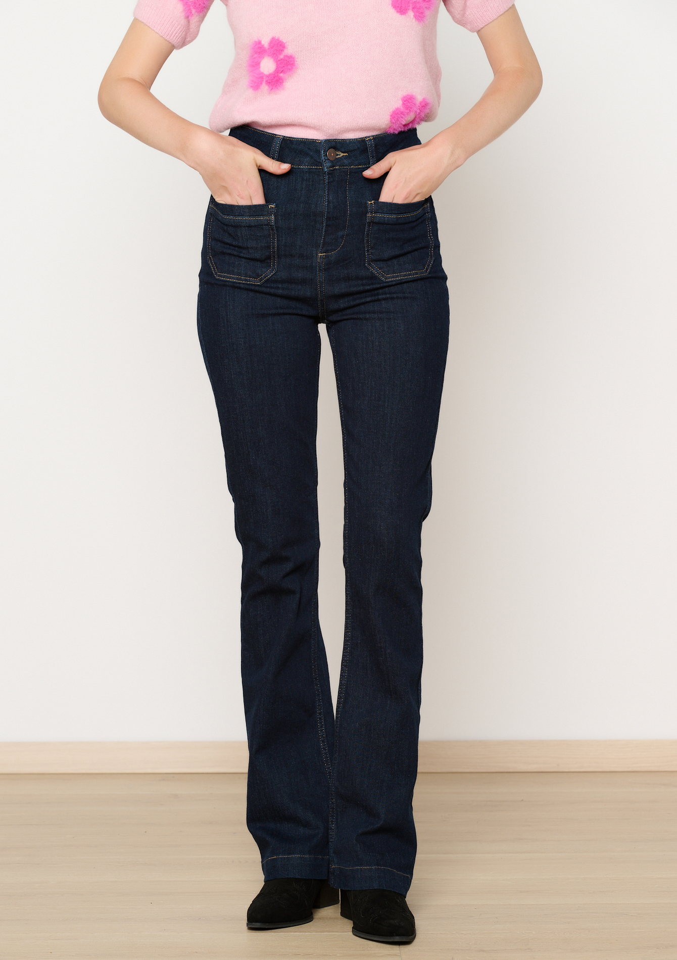 High waist bootcut jeans, undefined - DARK BLUE - undefined