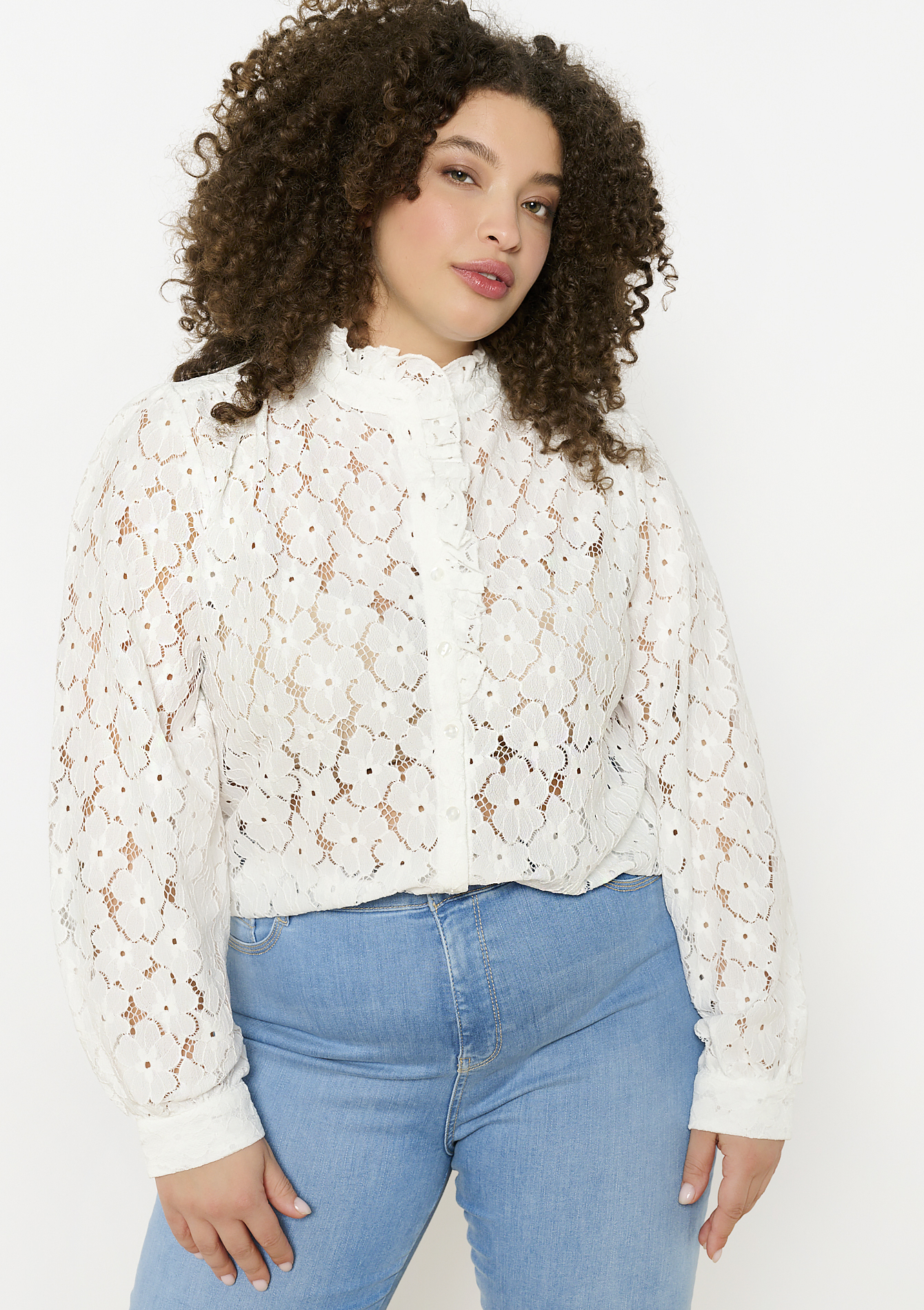 Chemise en dentelle, undefined - OPTICAL WHITE - undefined