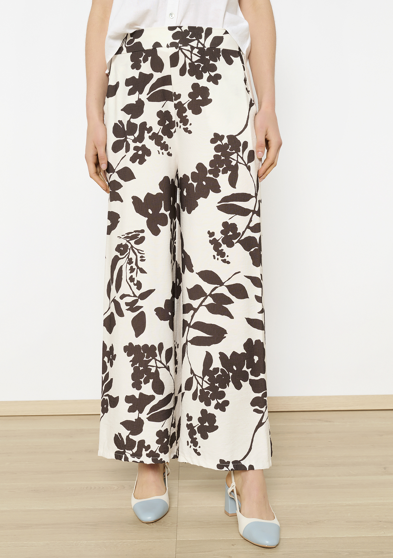Pantalon large imprimé floral, undefined - VANILLA WHITE - undefined