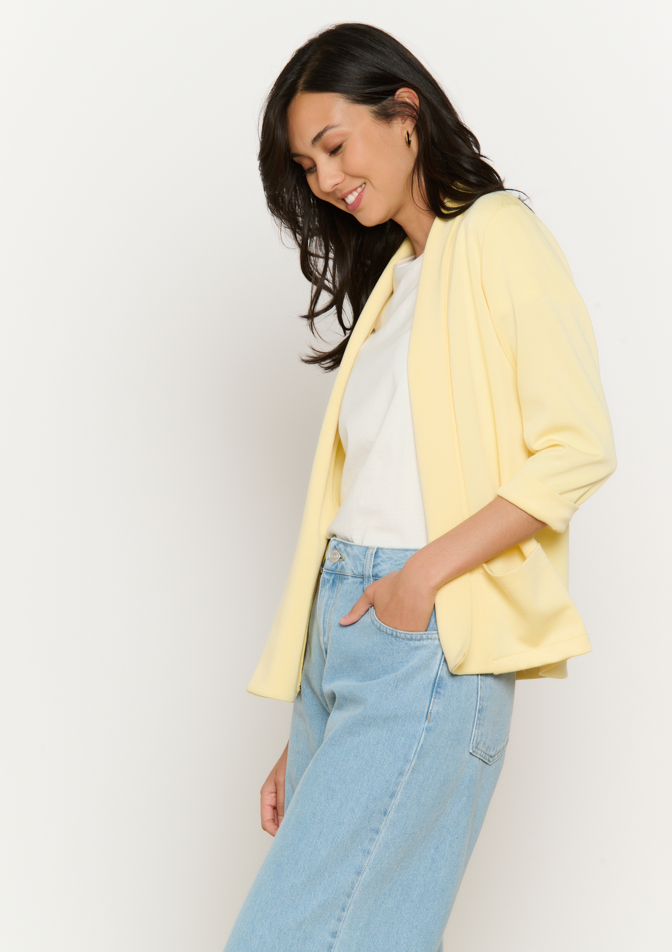 Veste fluide mi-longue, undefined - YELLOW PASTEL - undefined
