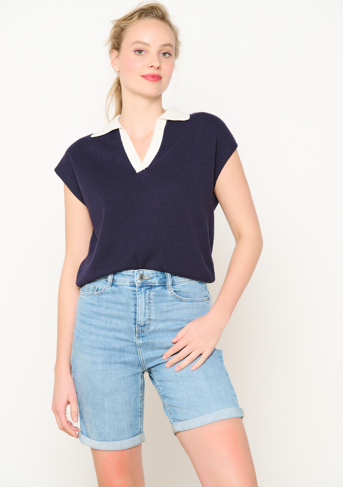 Denim short, undefined - BLUE BLEACHED - undefined