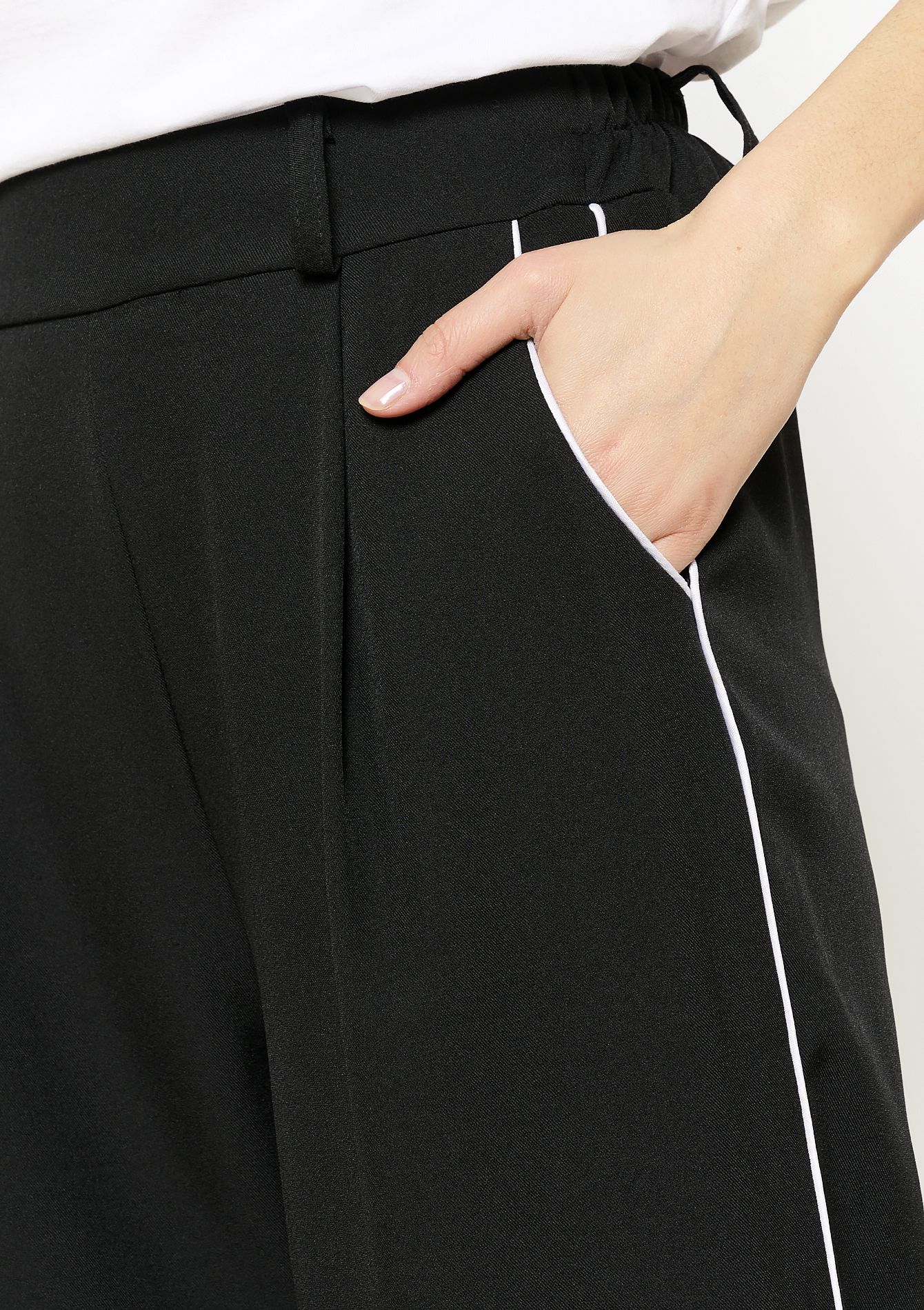 Pantalon fluide contrasté, undefined - BLACK - undefined