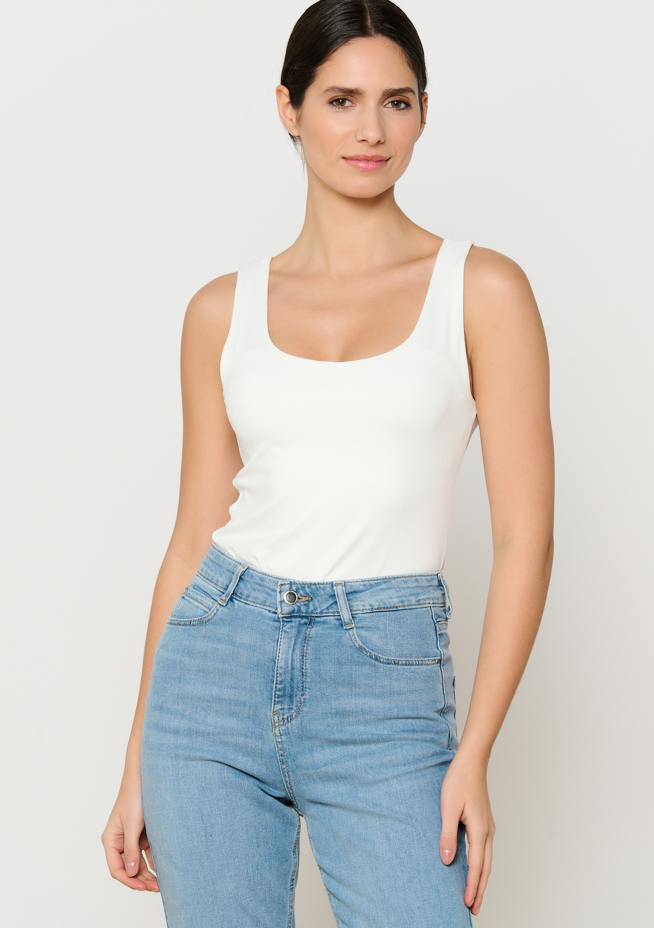 Top met ronde hals, undefined - OPTICAL WHITE - undefined