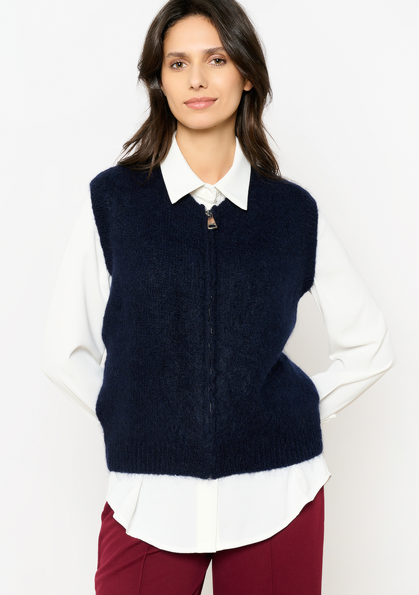 Cardigan en mohair, undefined - NAVY BASIC - undefined