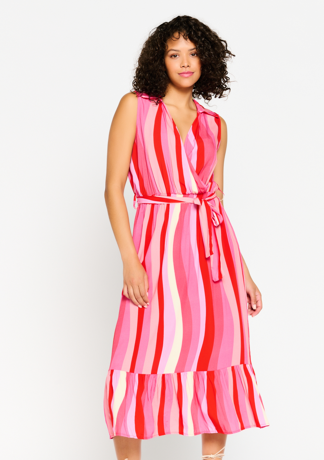 Robe à rayures cache-coeur, undefined - FUCHSIA - undefined