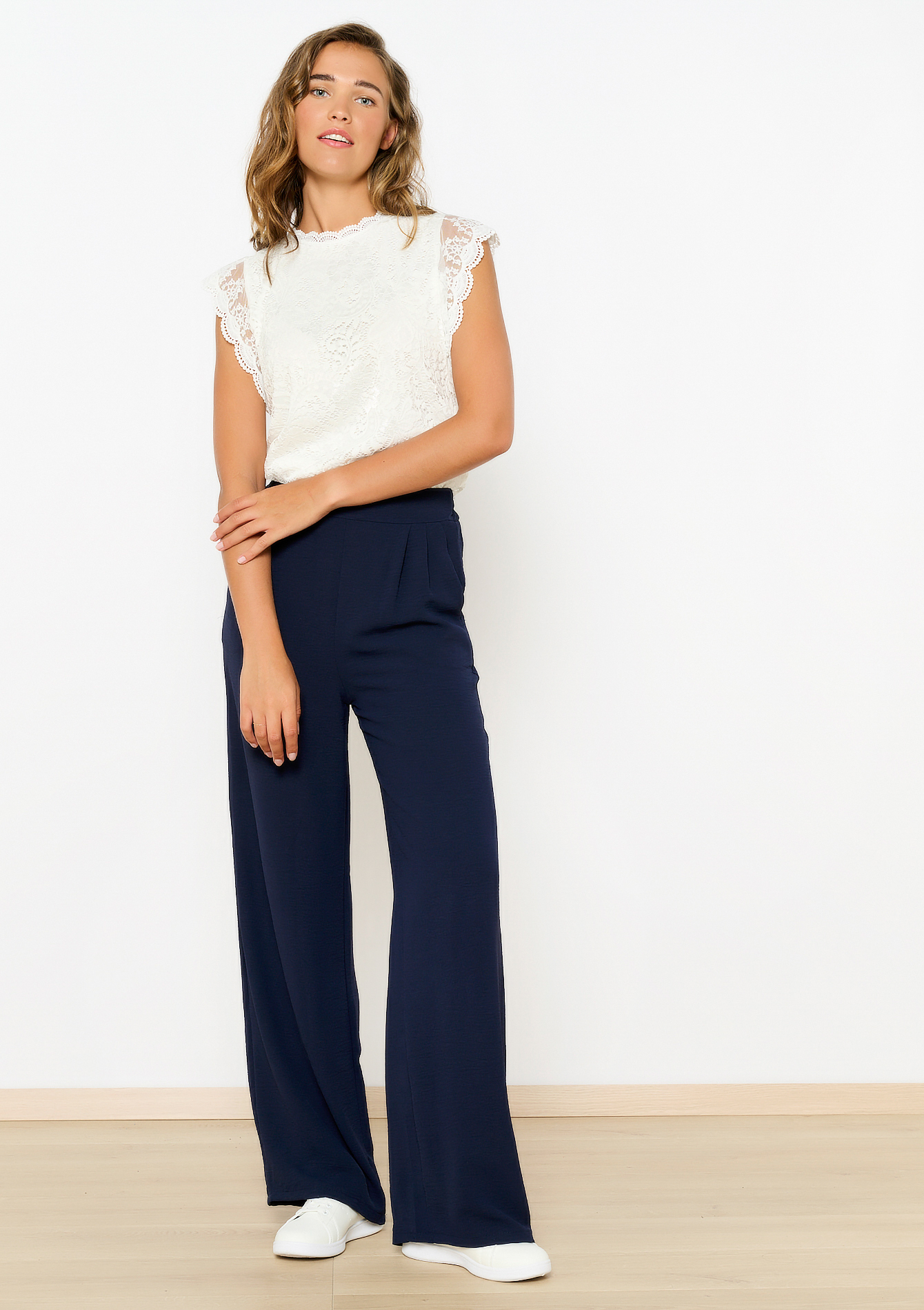 Pantalon évasé, undefined - NAVY BASIC - undefined