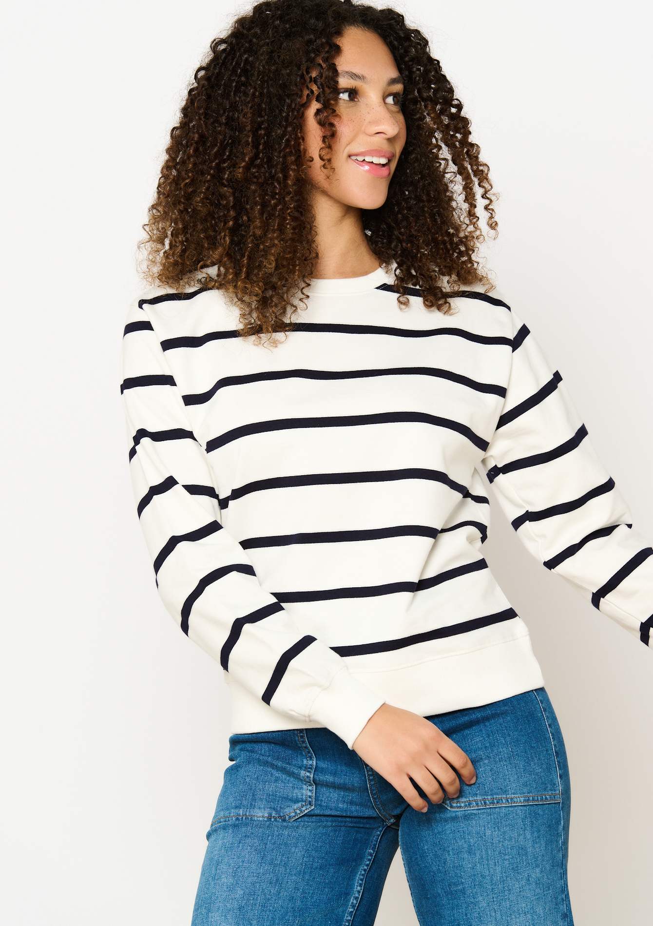 Sweat à rayures, undefined - VANILLA WHITE - undefined