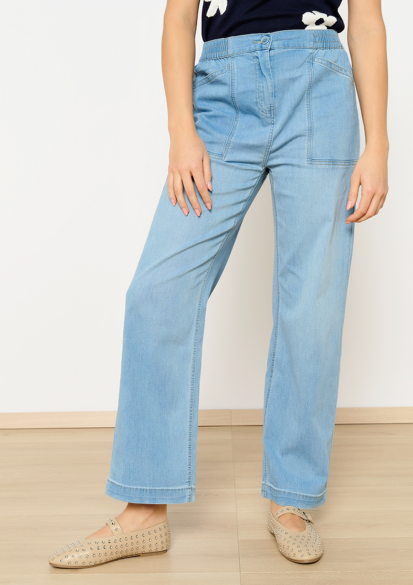 Jean évasé taille haute, undefined - BLUE BLEACHED - undefined