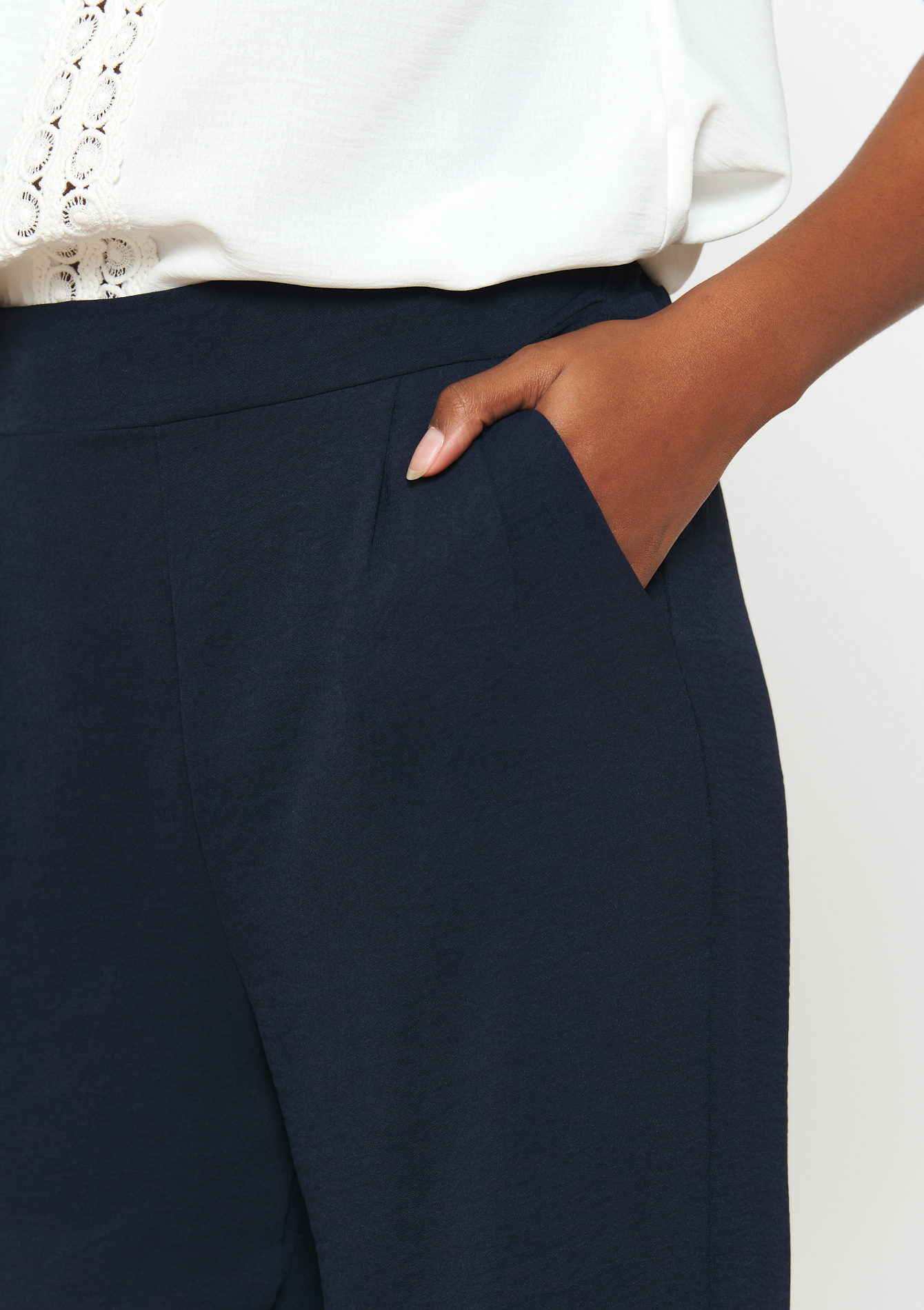 Pantalon évasé, undefined - NAVY BASIC - undefined