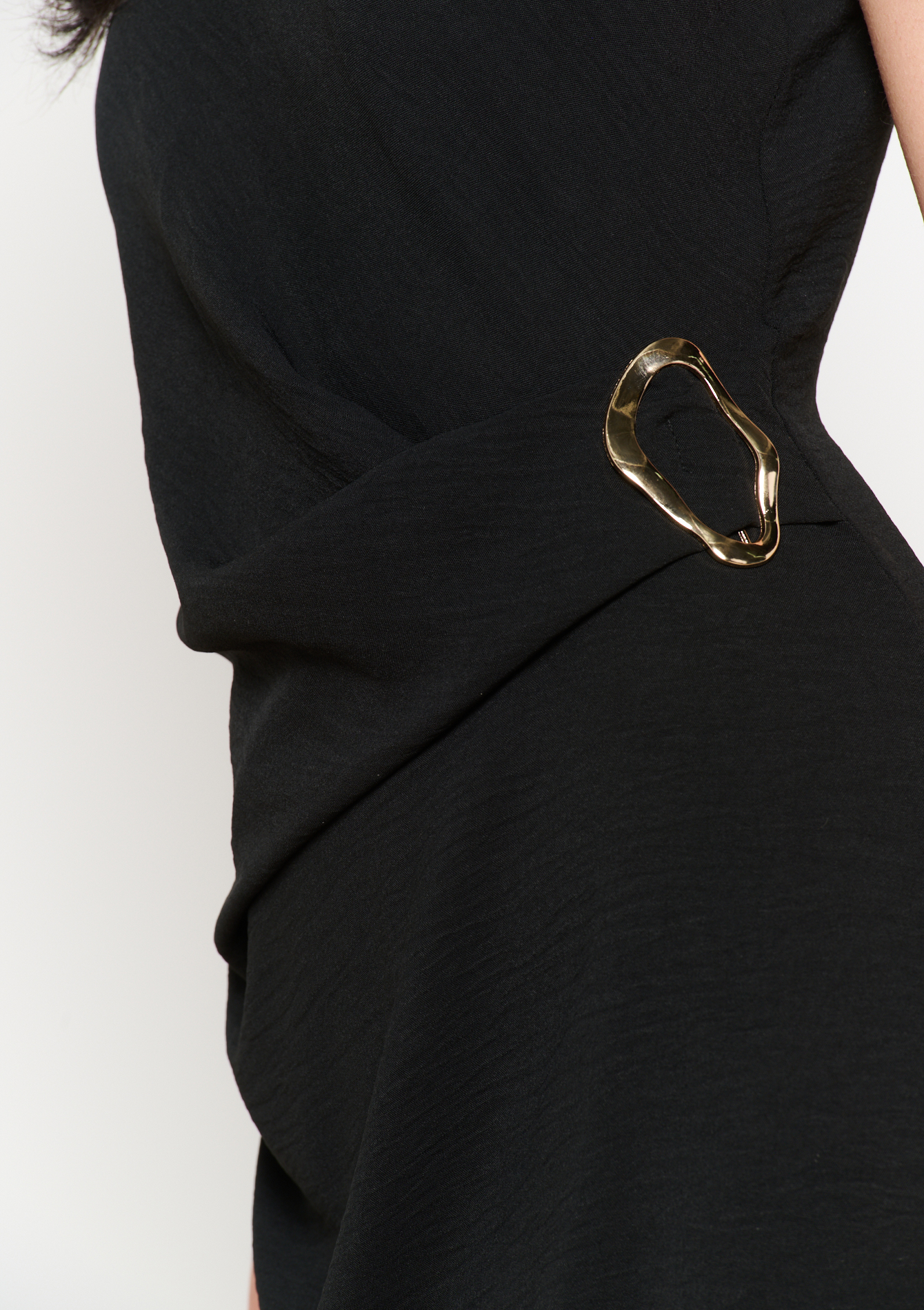 Robe midi drapée, undefined - BLACK - undefined