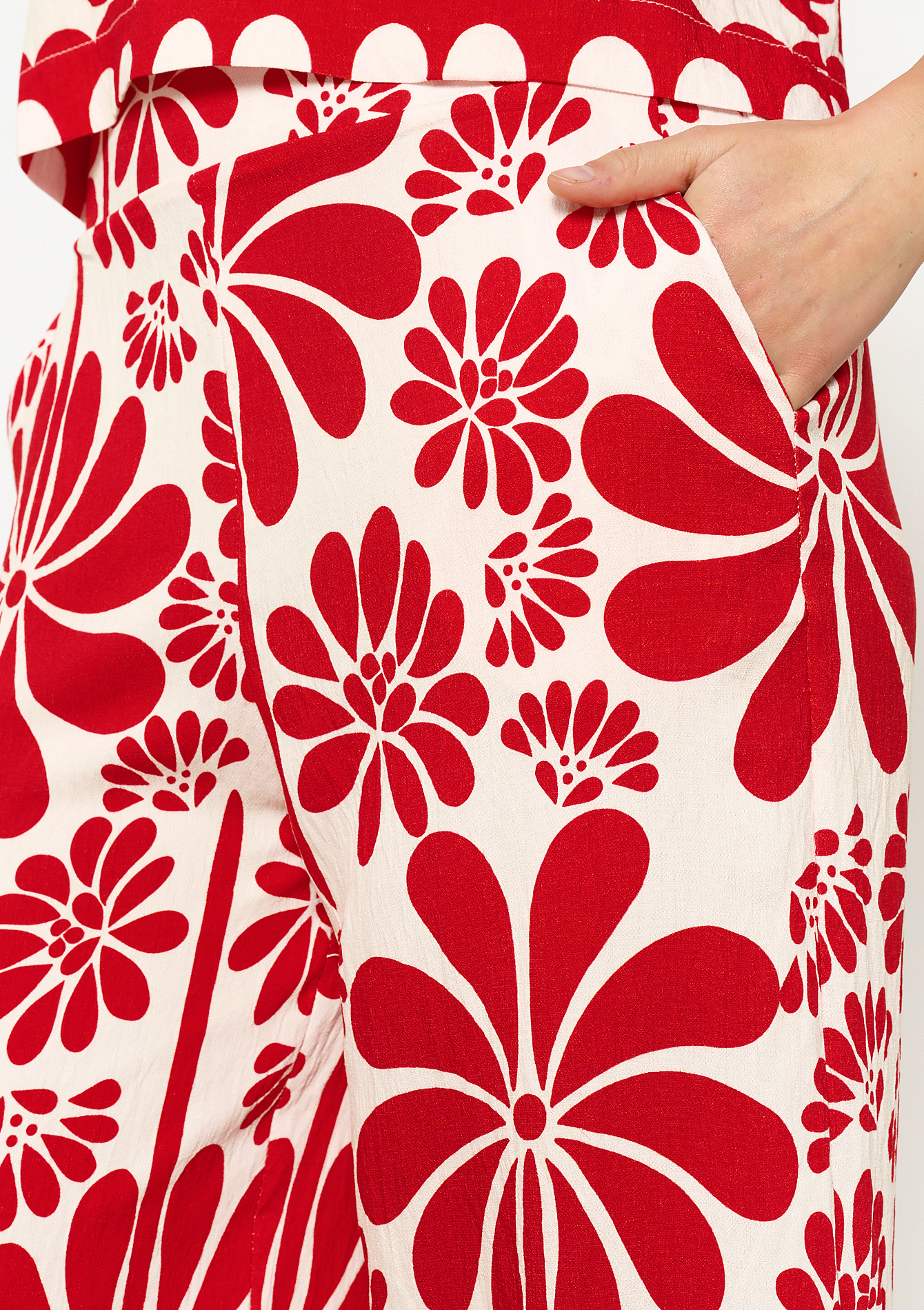 Pantalon large fleuri, undefined - RED ORANGE - undefined