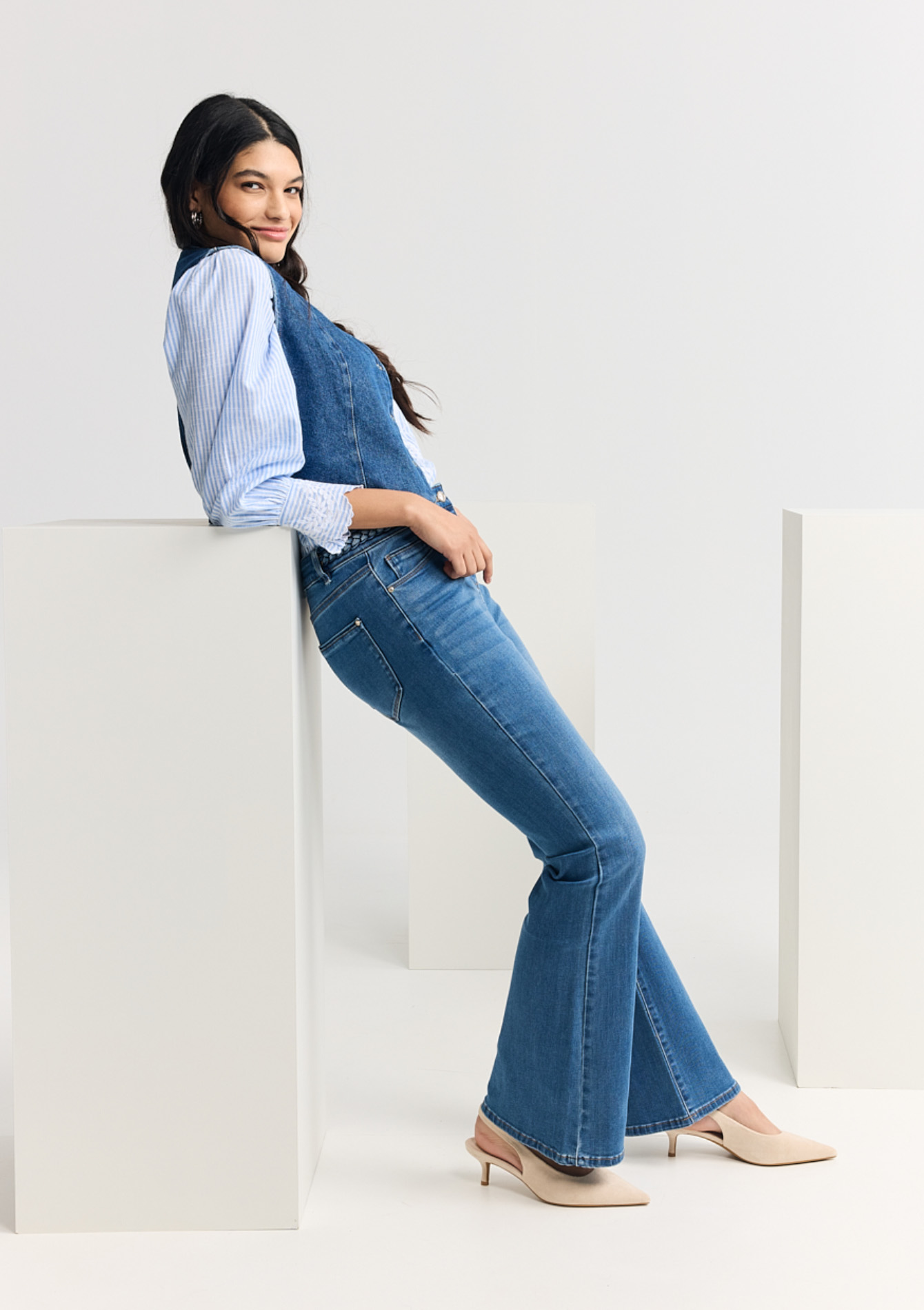 Jean bootcut taille haute, undefined - MEDIUM BLUE - undefined