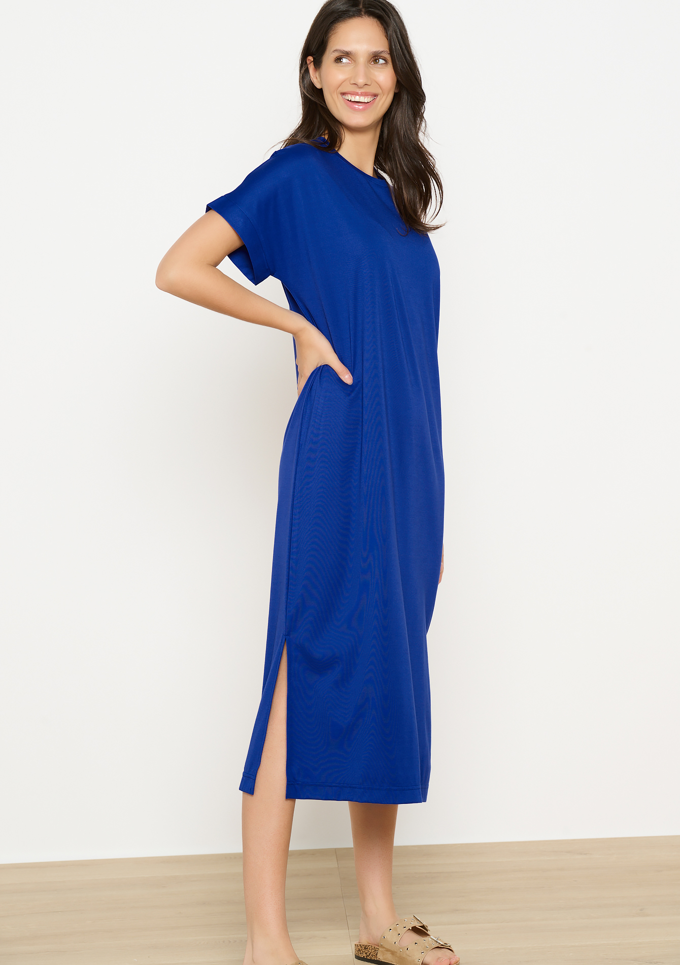 Solid midi dress, undefined - ELECTRIC BLUE - undefined