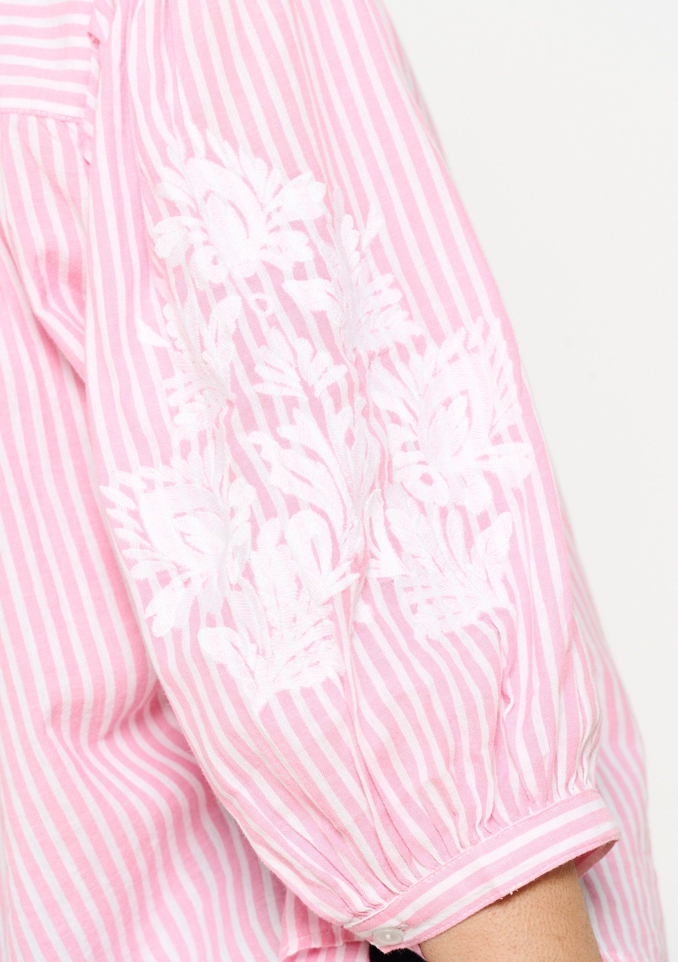 Chemisier rayé avec broderie, undefined - CORAL PINK - undefined