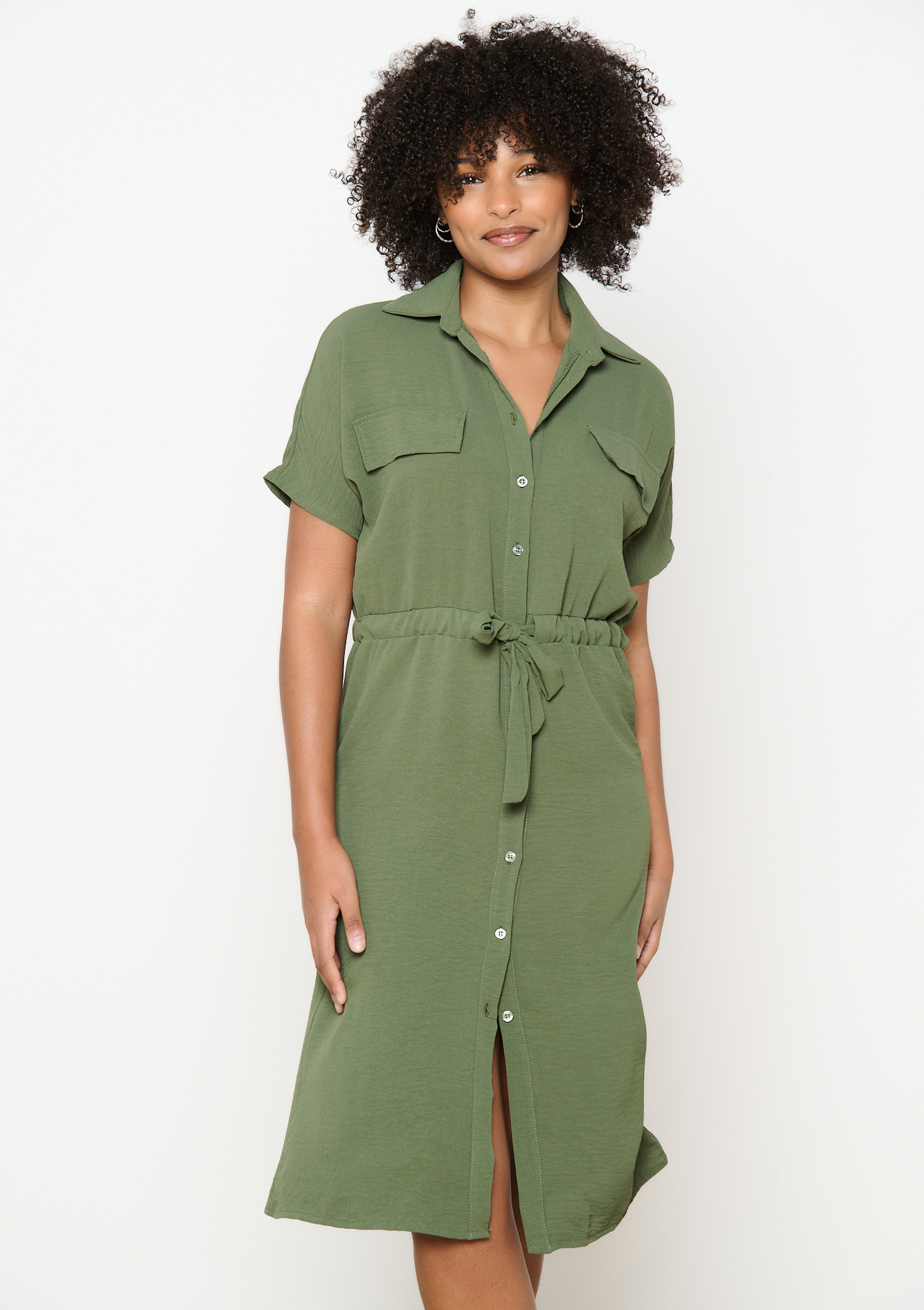 Robe-chemise mi-longue, undefined - KHAKI MED - undefined