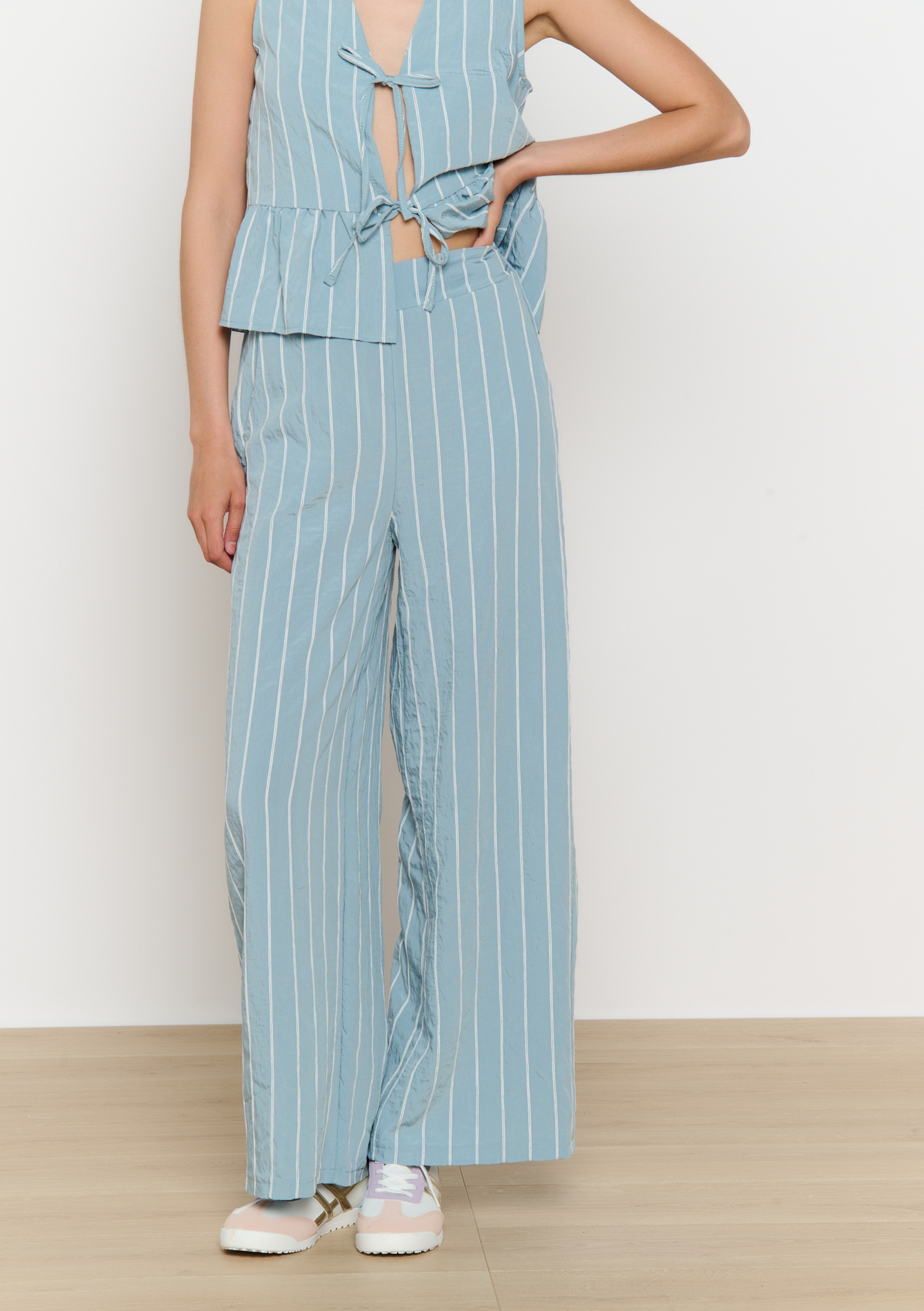 pantalon à rayure fluide, undefined - BLUE BLEACHED - undefined