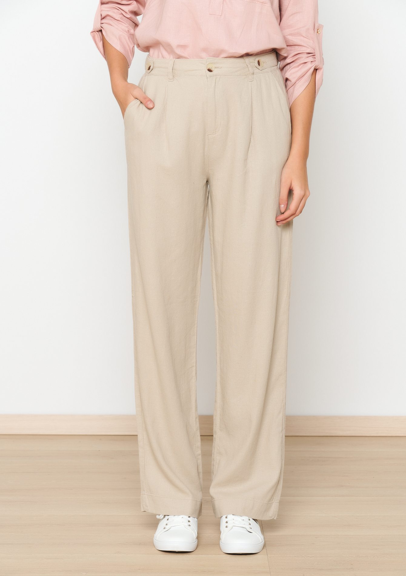 Pantalon de tailleur en lin, undefined - LIGHT TAUPE - undefined