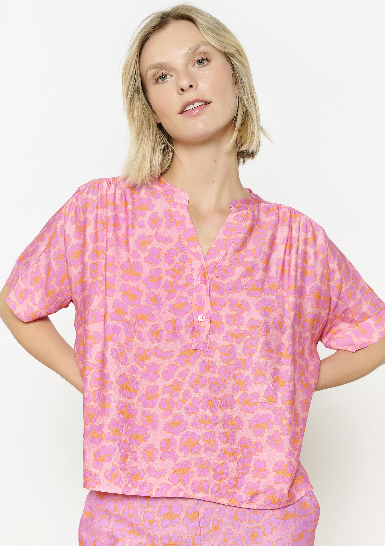 Relaxed Printed Blouse, undefined - PINK BUBBLEGUM - undefined